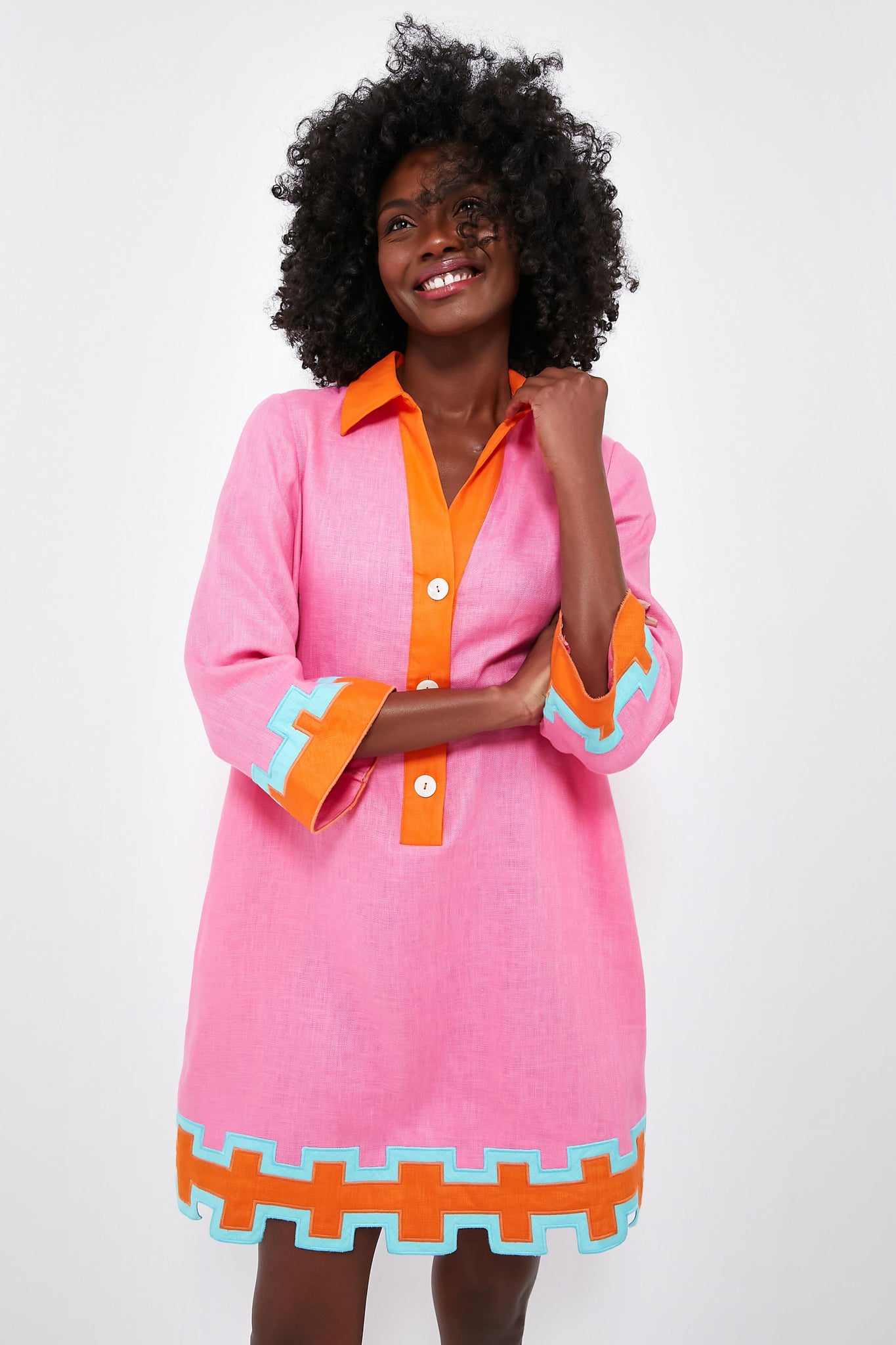 Peony Pink and Tangerine Collier Dress