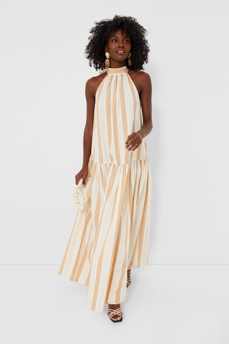 Sand Stripe Midi Marlowe Dress