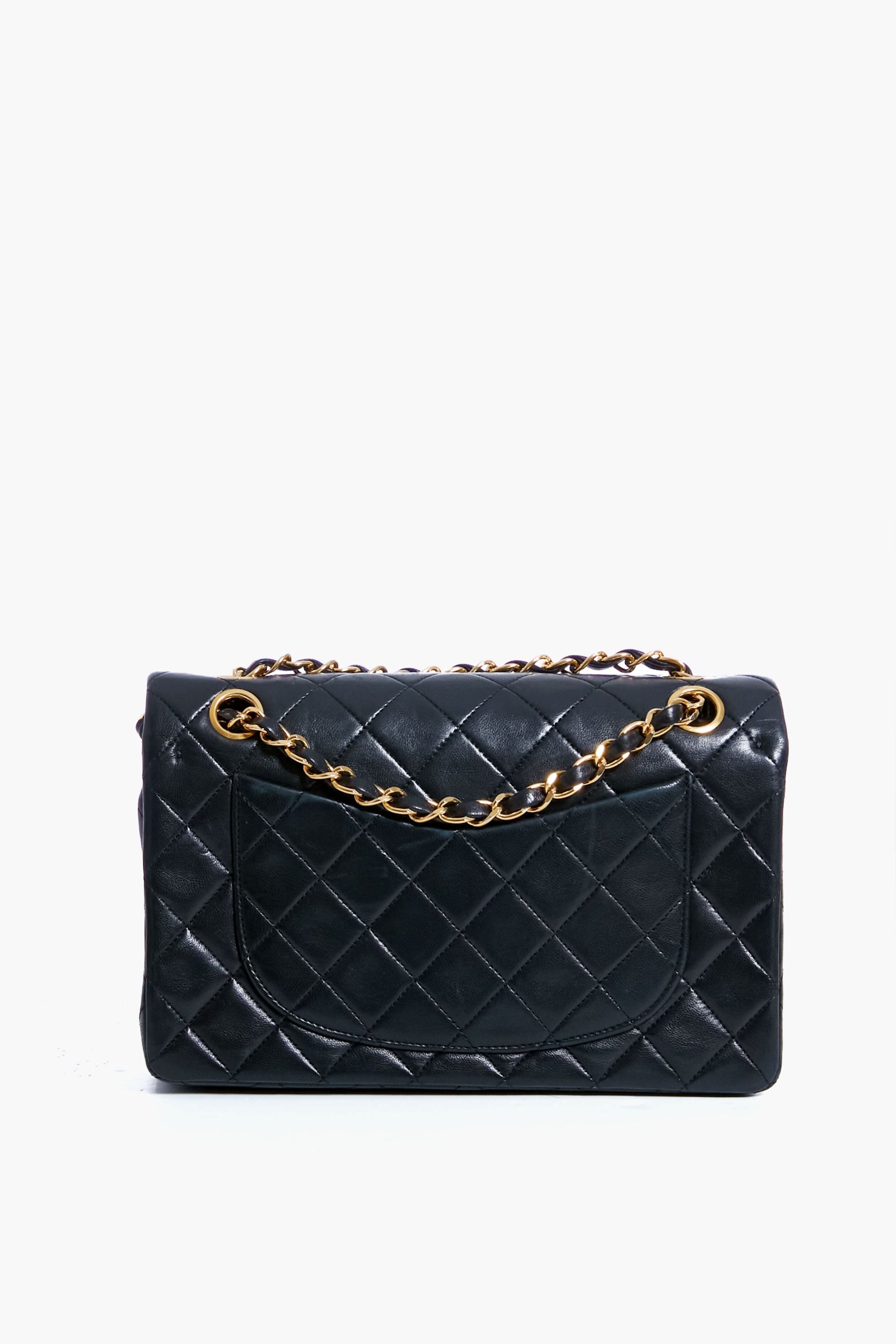 CHANEL Black Lambskin Flap Shoulder Bag