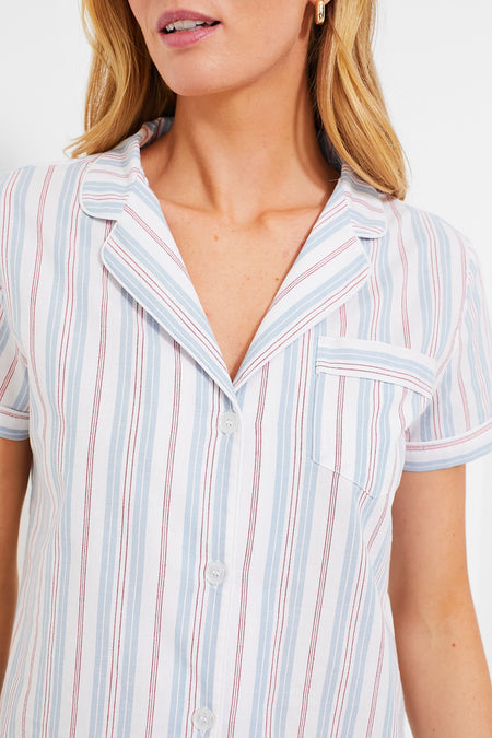 Women's Vintage French Stripes Short Sleeve Short Set