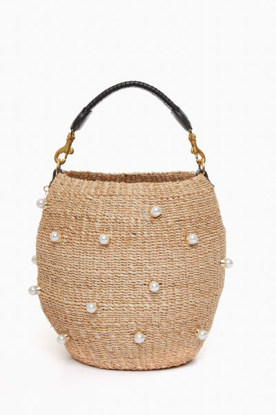 Clare V Tanned Miel Leather Perforated Strapless Round Bag