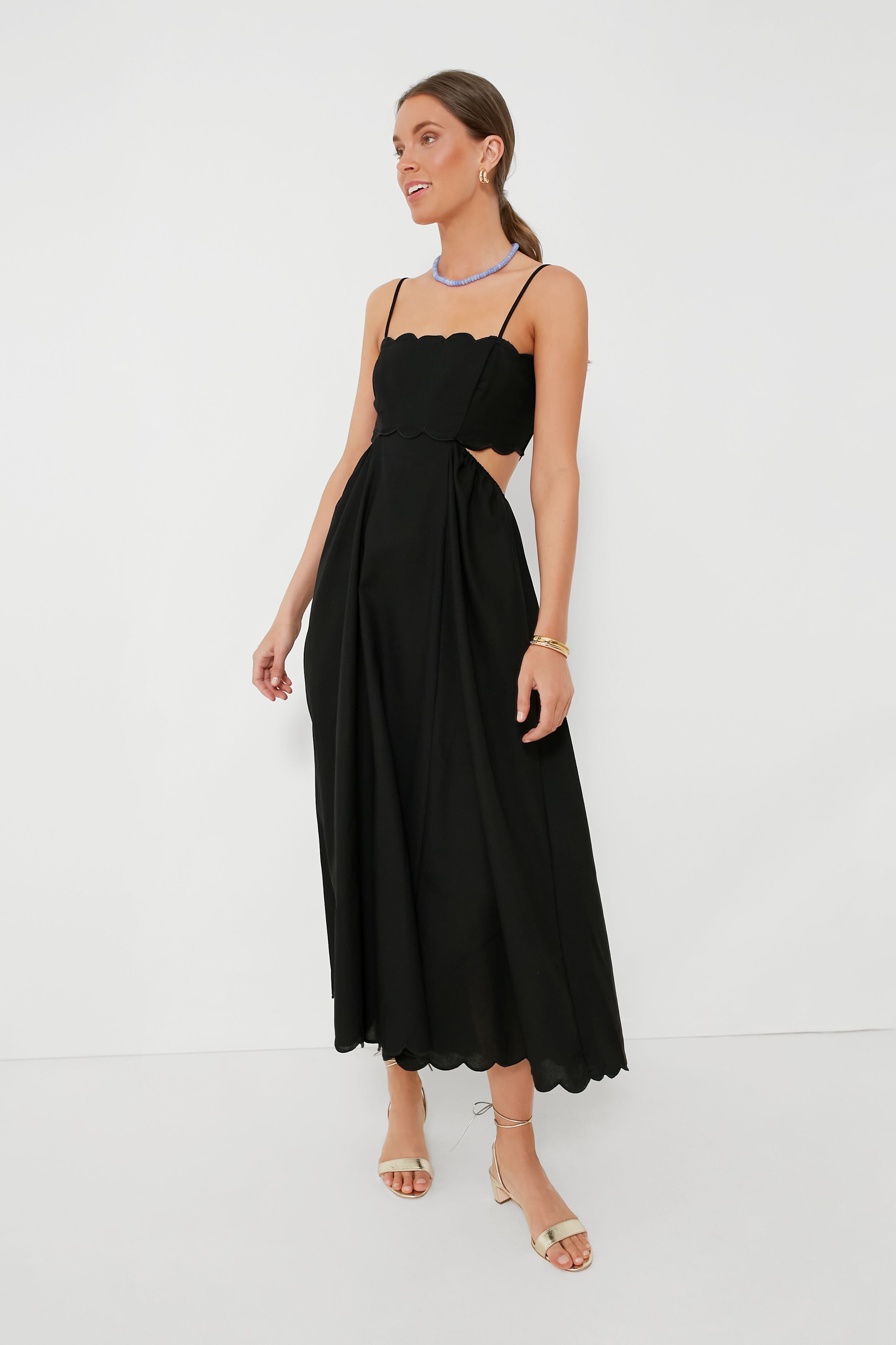 Black Scallop Hem Dress | Moon River