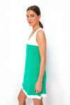 Green and White Colorblock Kelly Dress