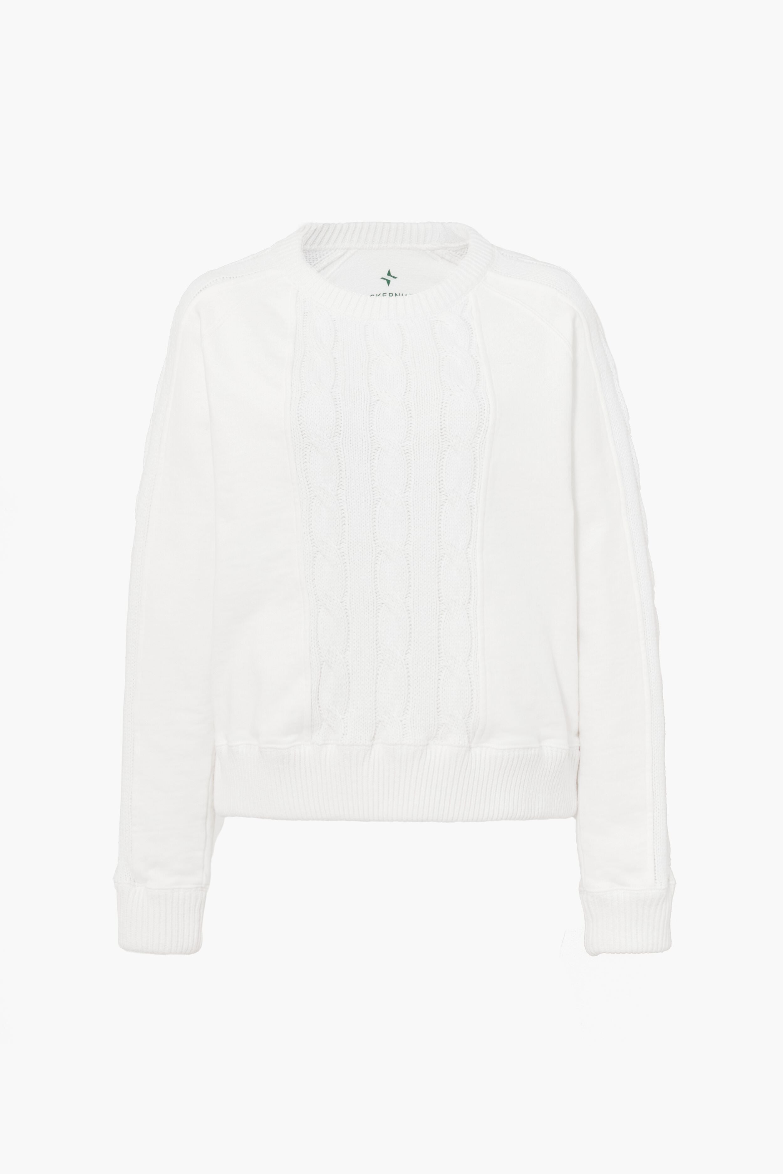 White Cable Knit Sweatshirt | Tnuck Sport