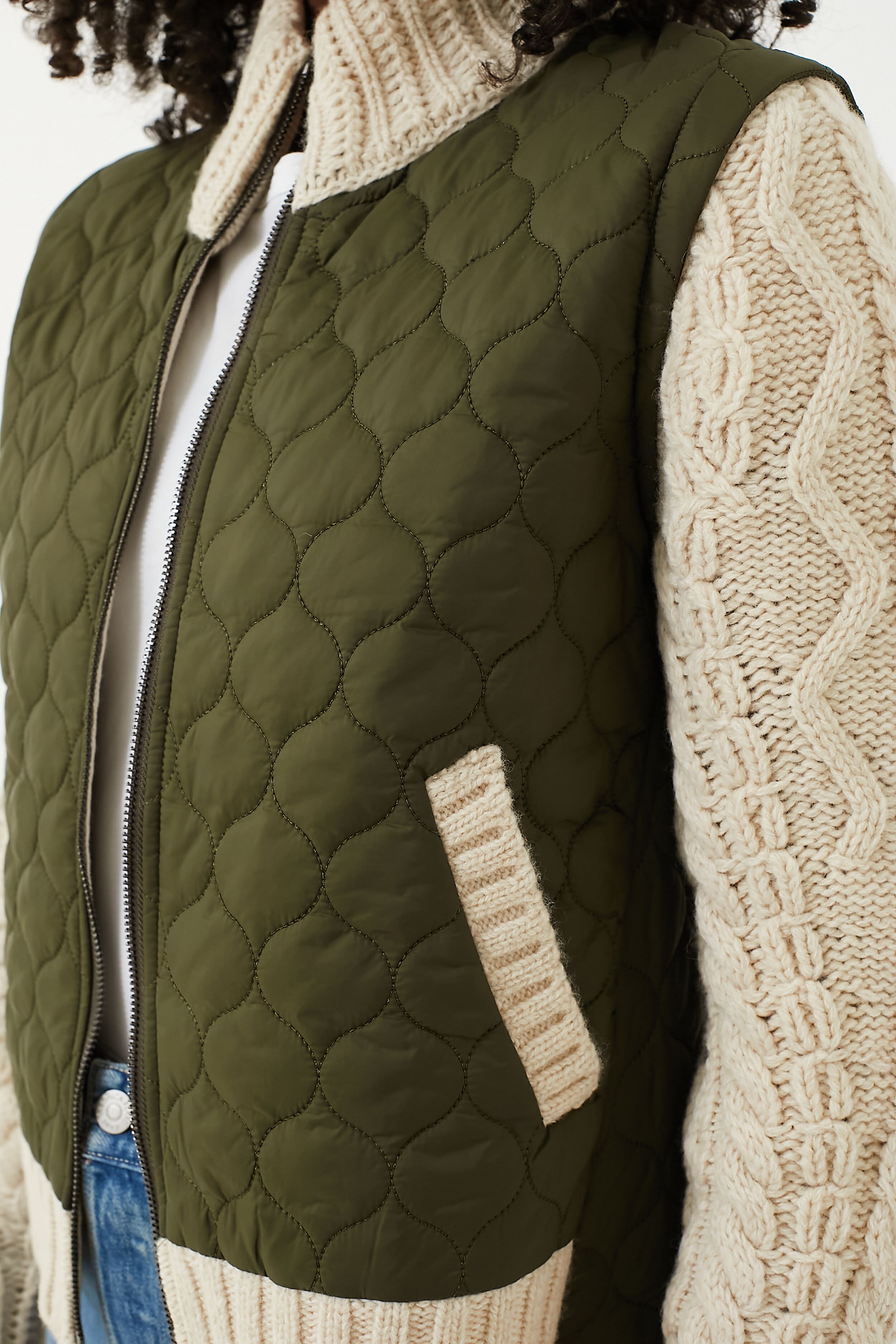 Army and Oatmeal Patra Mixed Media Jacket