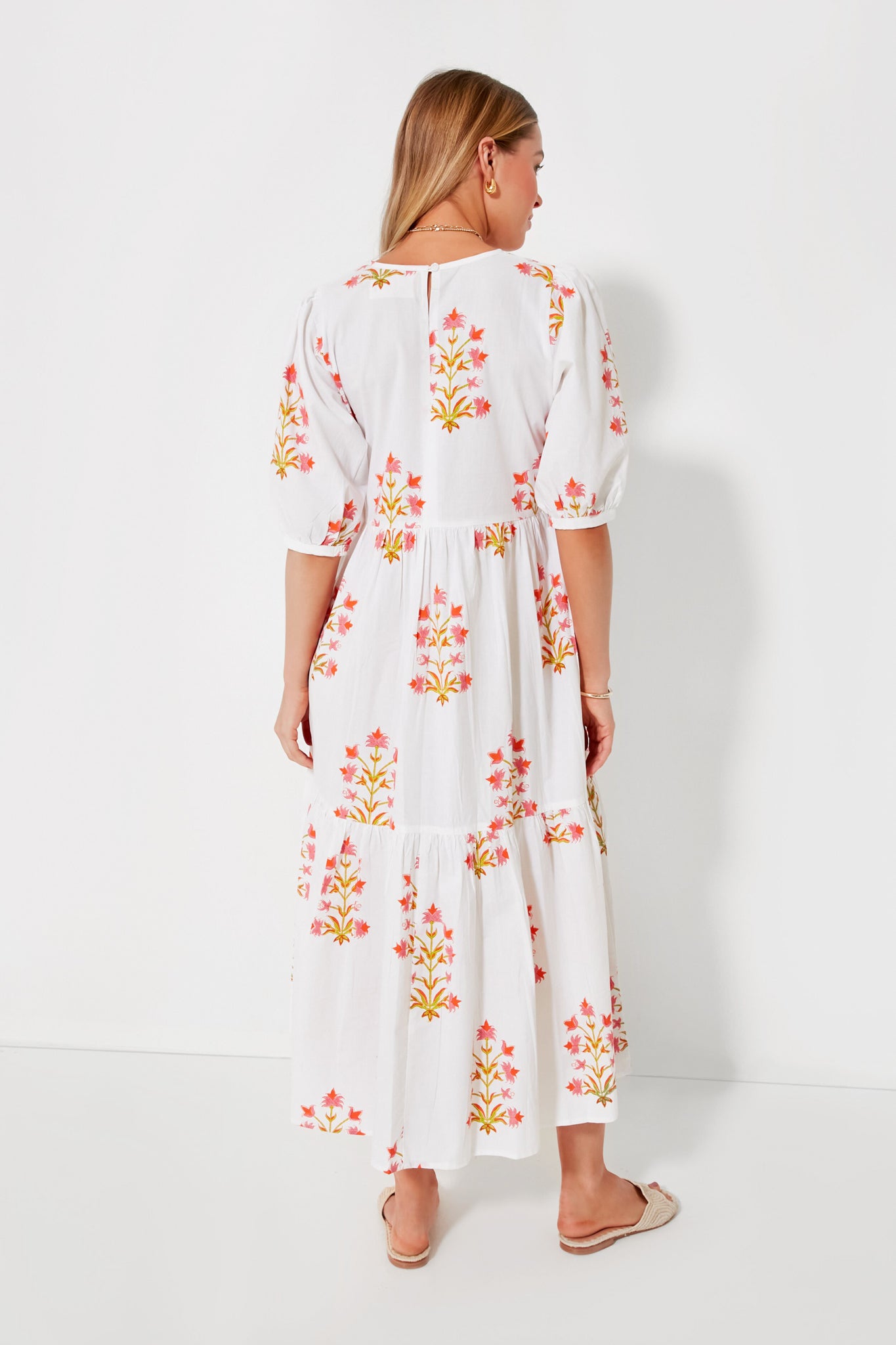 Exclusive Soft Rose and Tangerine Lily Print Gaia Dress