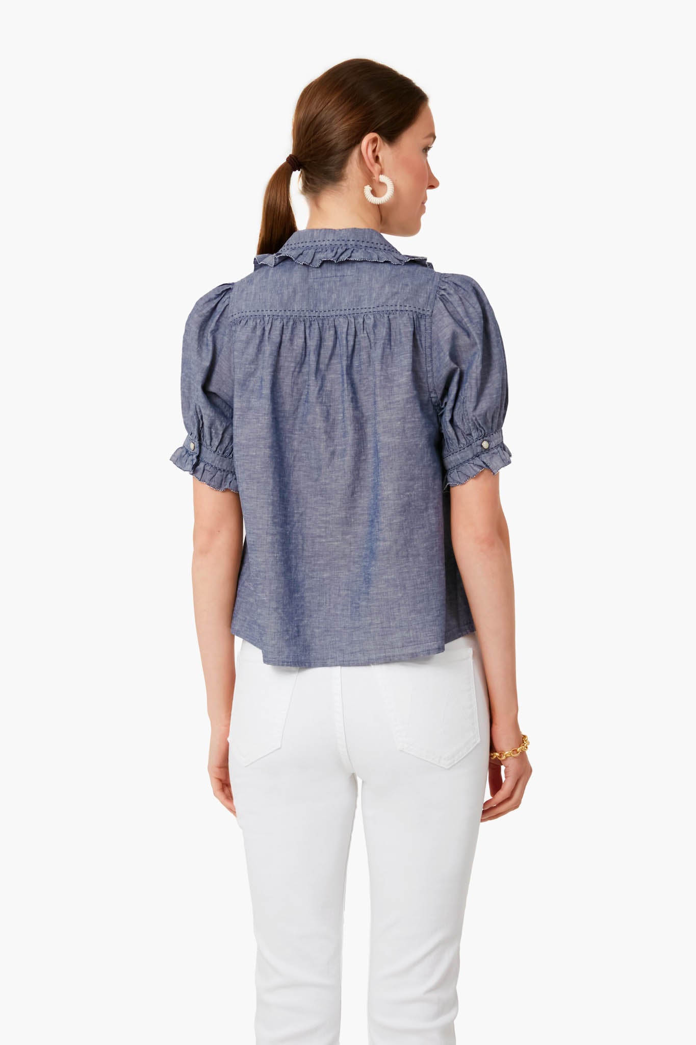 Navy Chambray The Fern Top