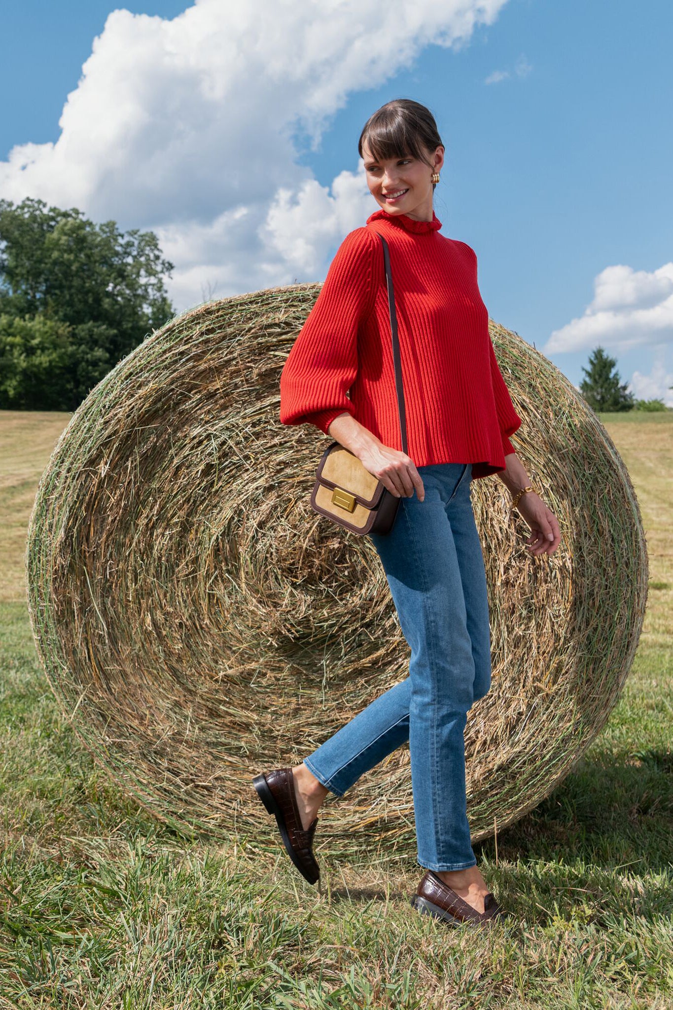 Red Ruffle Neck Delphine Sweater | Tuckernuck