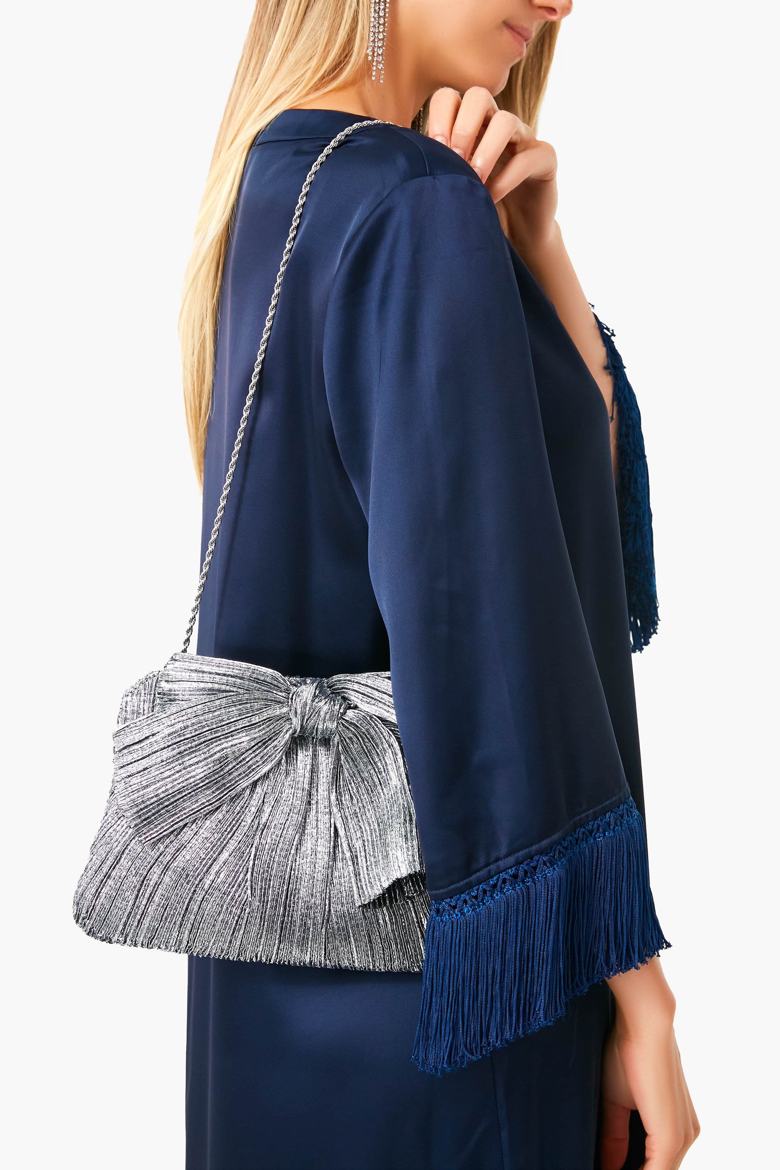 Dark Silver Lame Rayne Clutch