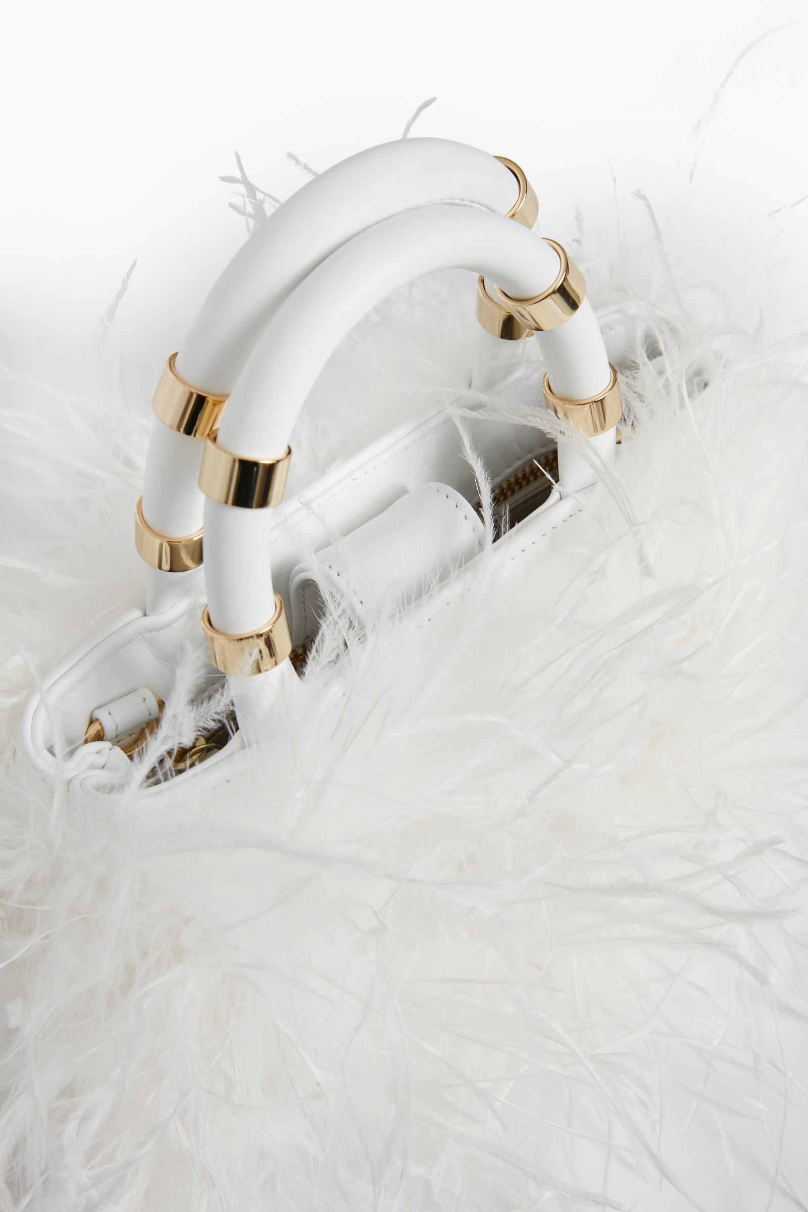 White Emily Feather Bag