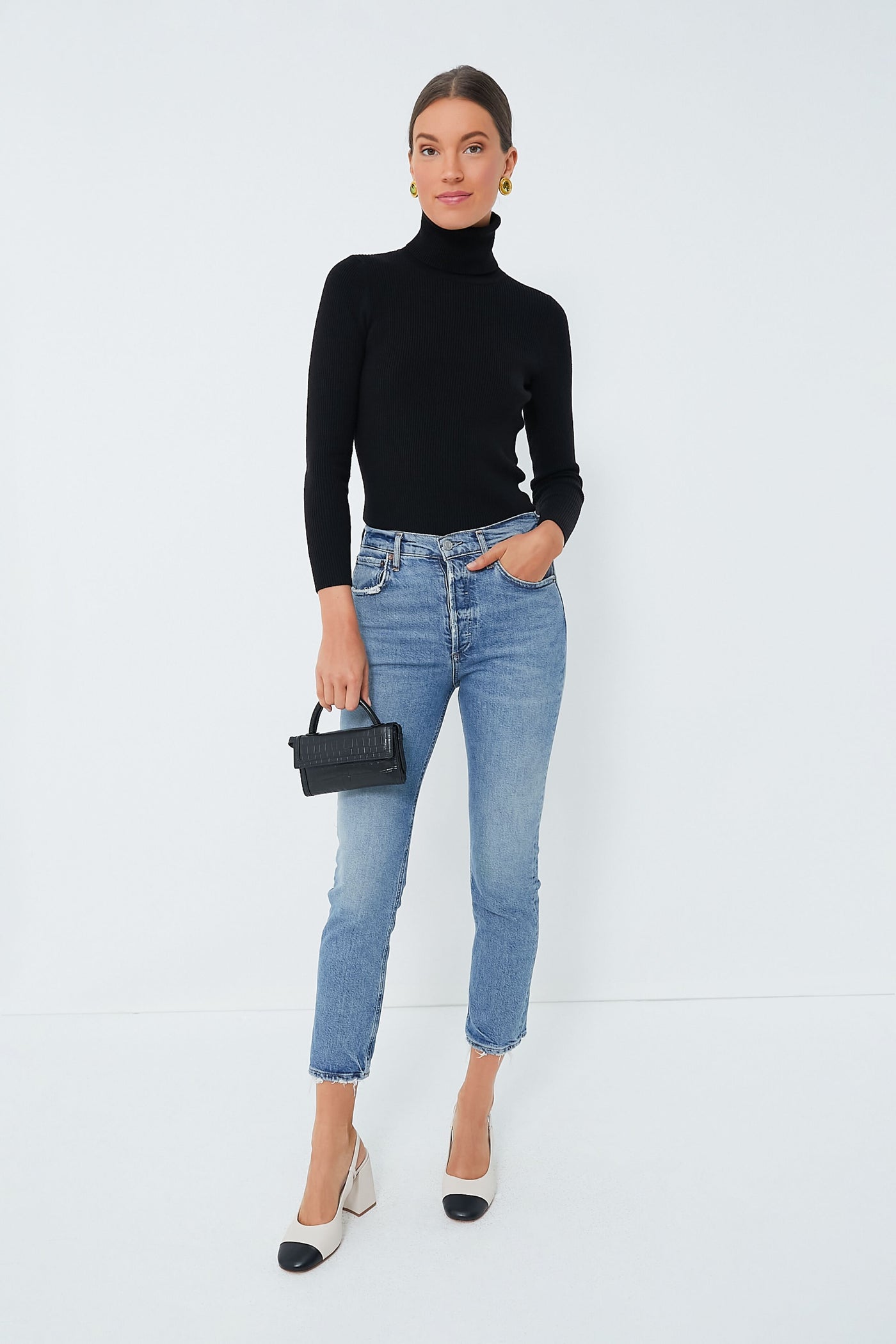 Pearl and Black Dorothy Sling High Heels