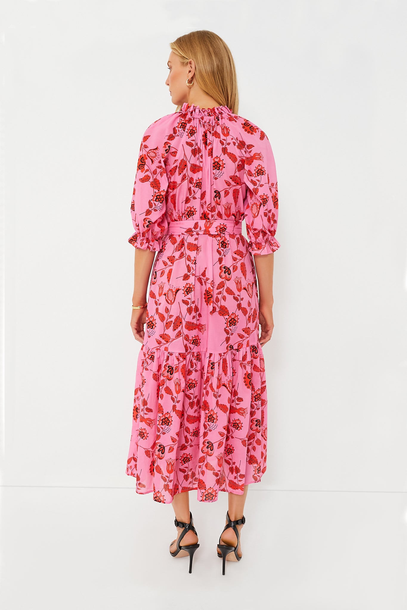 Red and Pink Floral Saratoga Cotton Dress