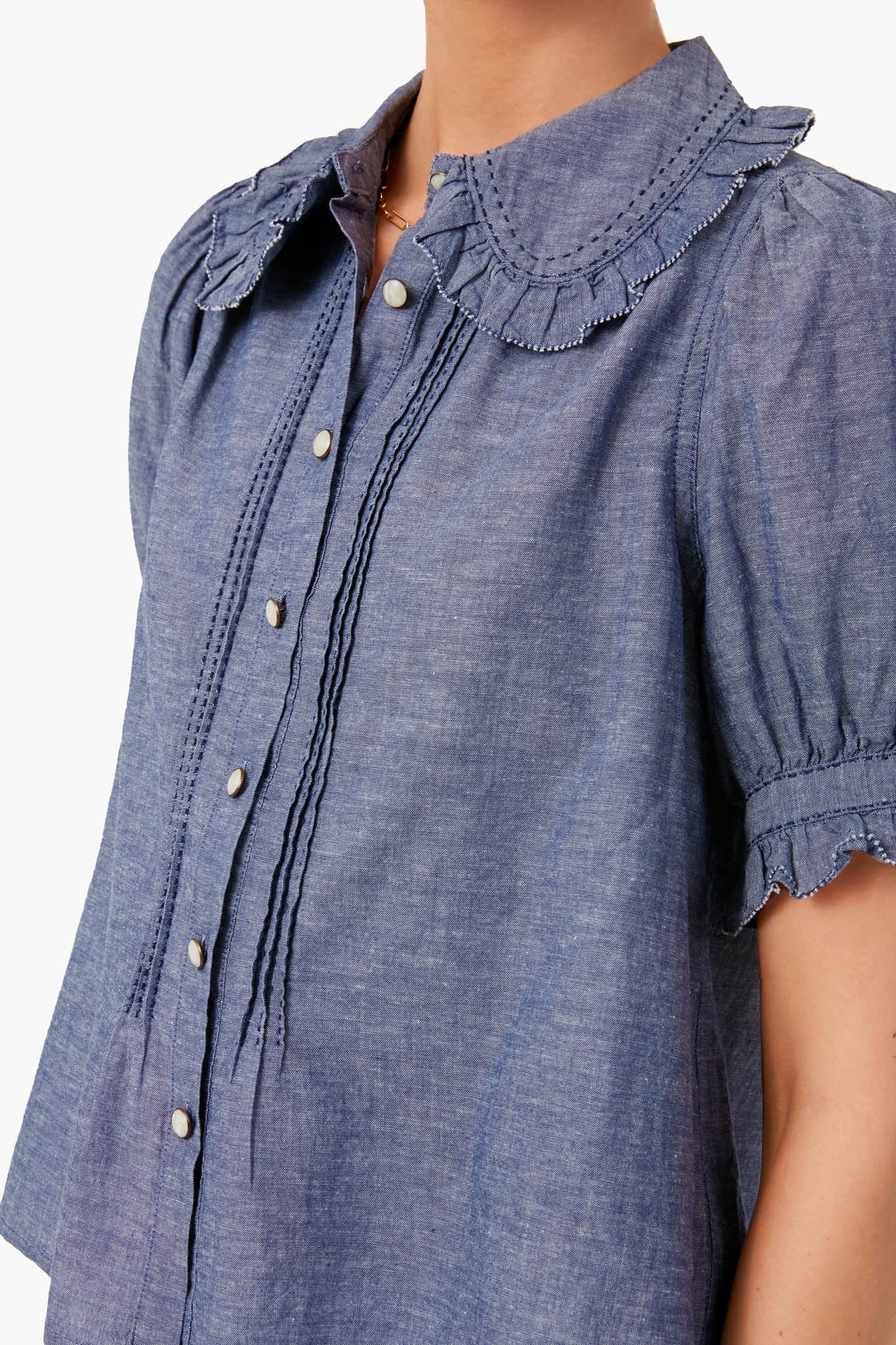 Navy Chambray The Fern Top