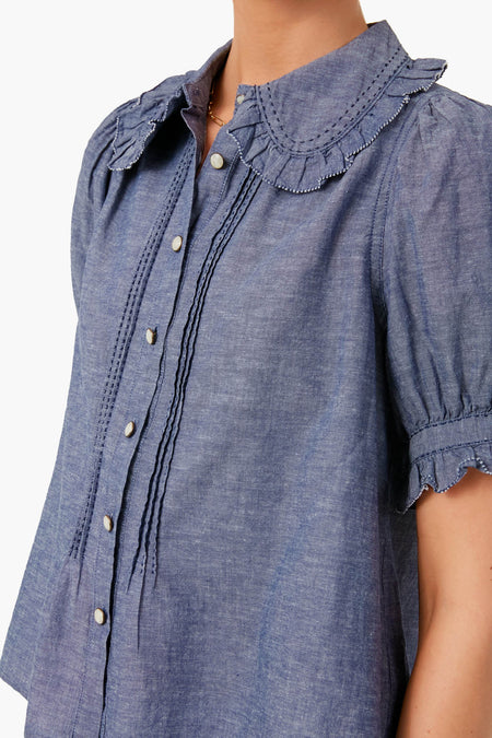 Navy Chambray The Fern Top