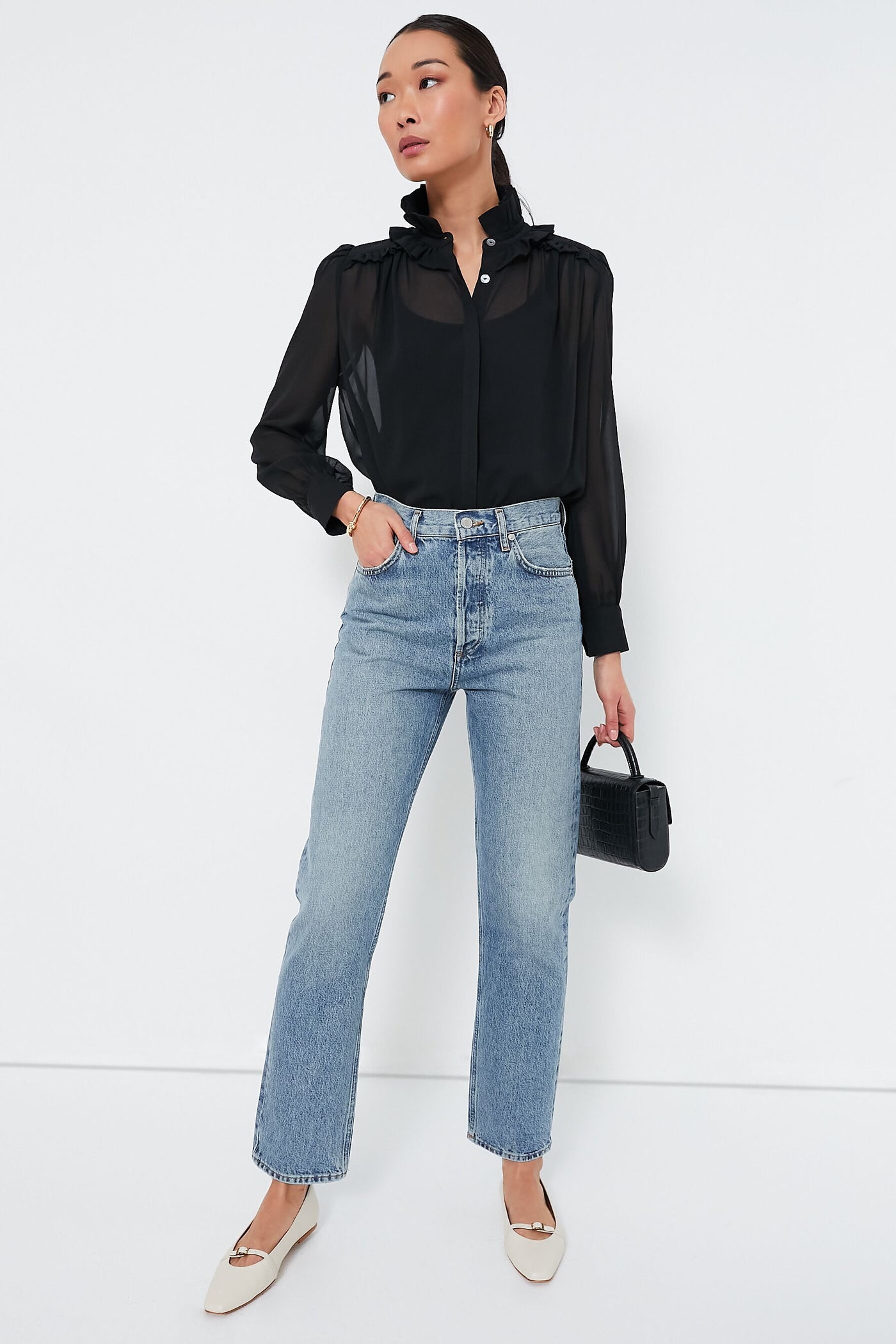 Tuckernuck Black Sheer Elana Blouse Black / S Tuckernuck Black Sheer Elana Blouse Black / S