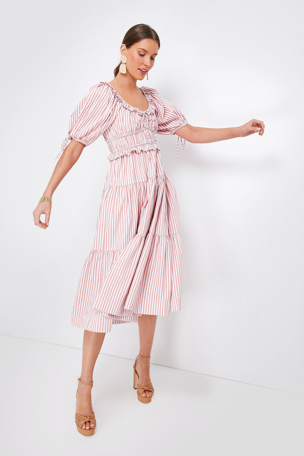 Pink Striped Brielle Midi Dress | En Saison Pink Striped Brielle Midi Dress | En Saison