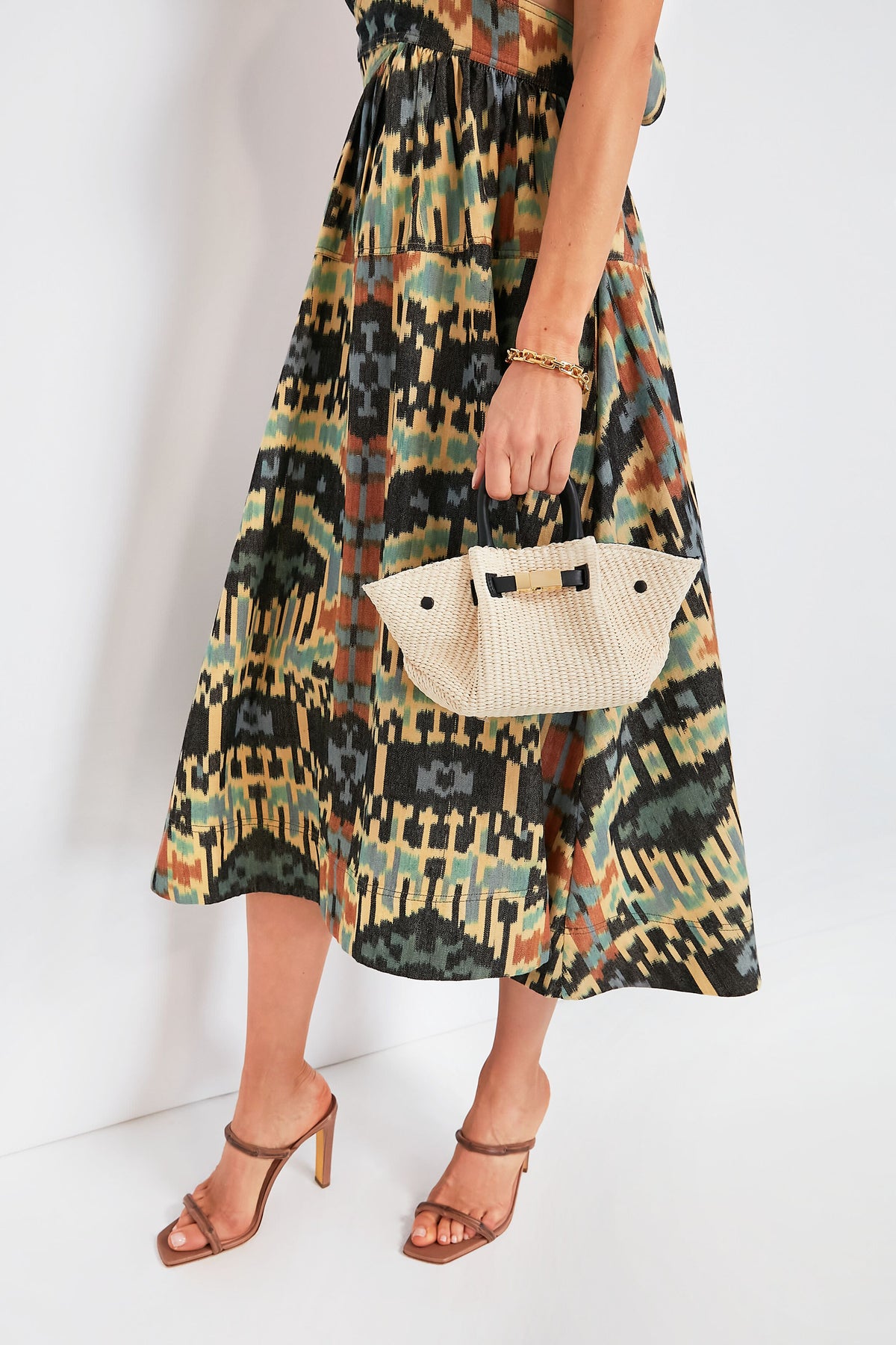 Black Natural Raffia Mini New York Bag