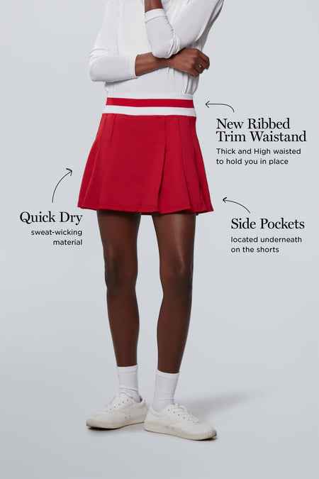 Retro Red 15 Inch Lydia Tennis Skirt