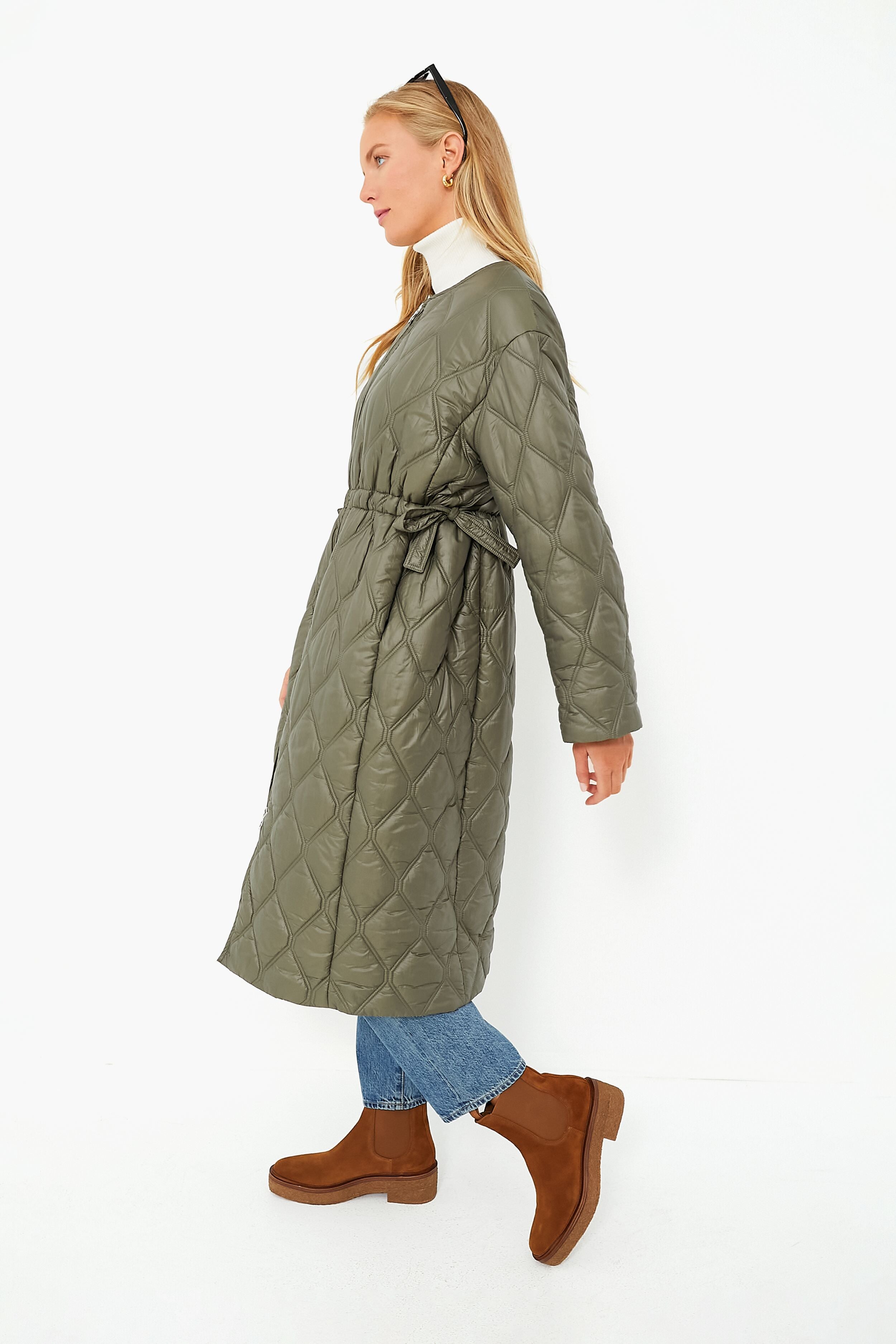Kalamata Shiny Quilt Long Coat | GANNI