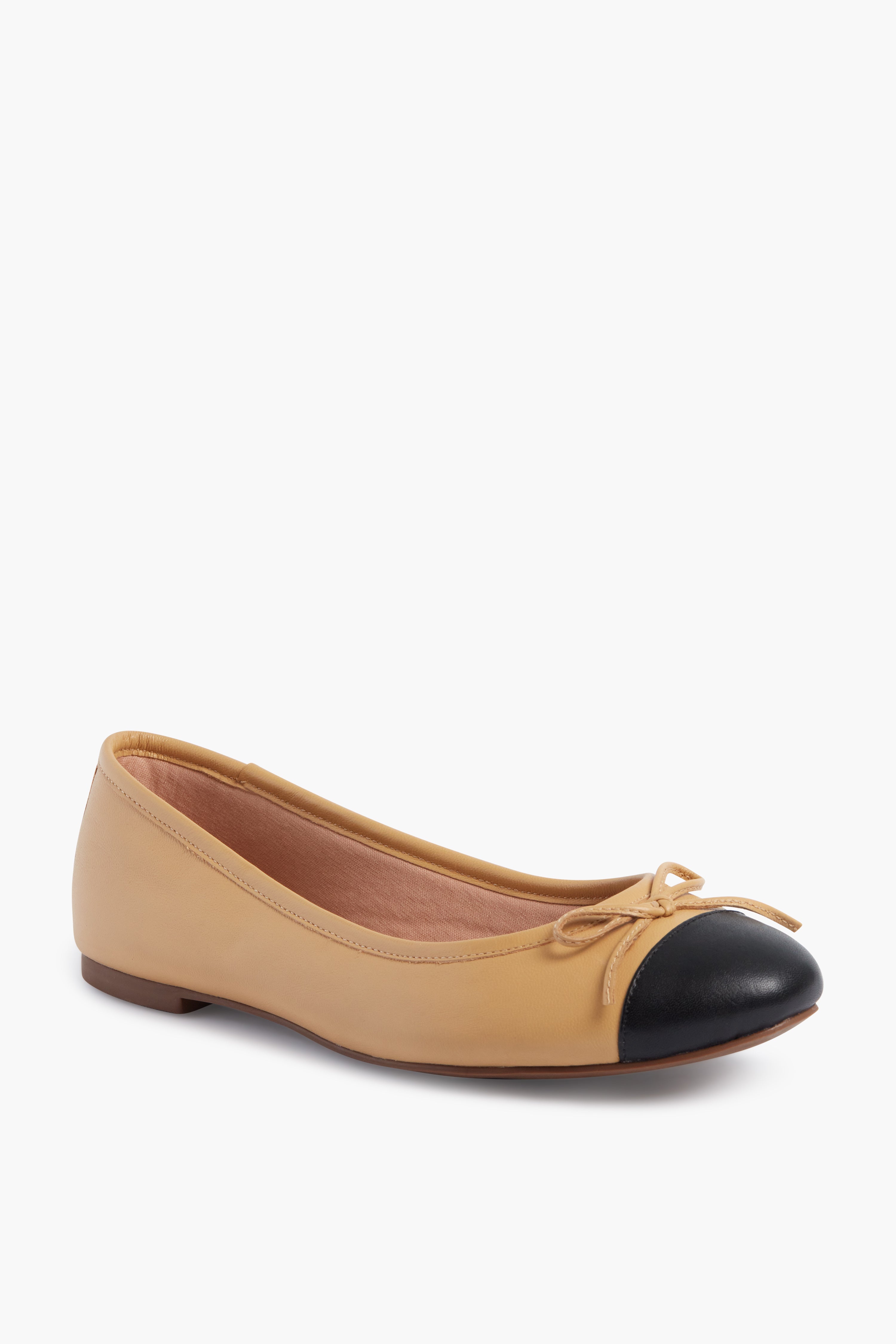 Camille Cap Toe Leather Flats | French Sole Tan / 7