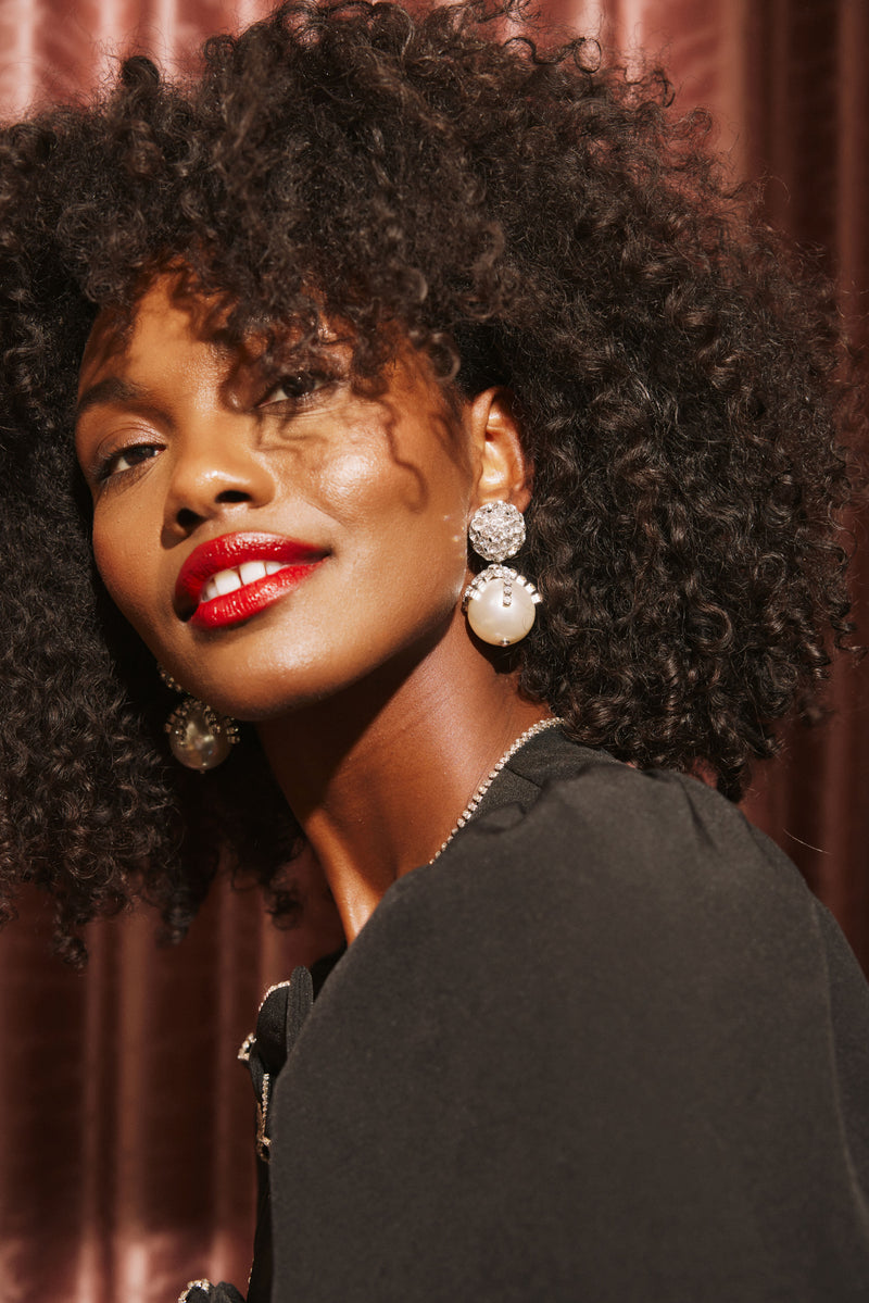 Crystal and Pearl Kinsley Earrings