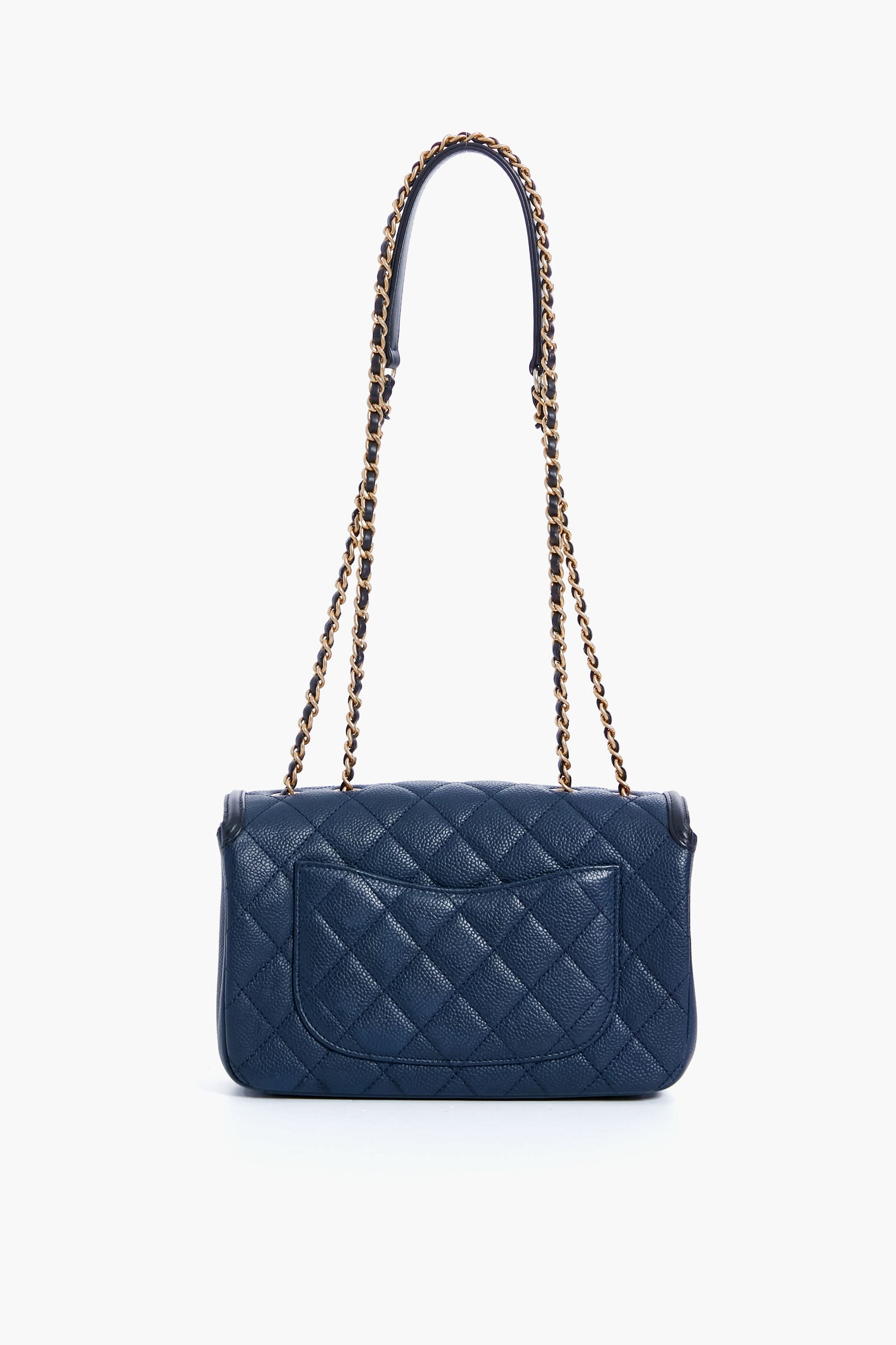 CHANEL Black and Navy Filigree Flap Shoulder Bag