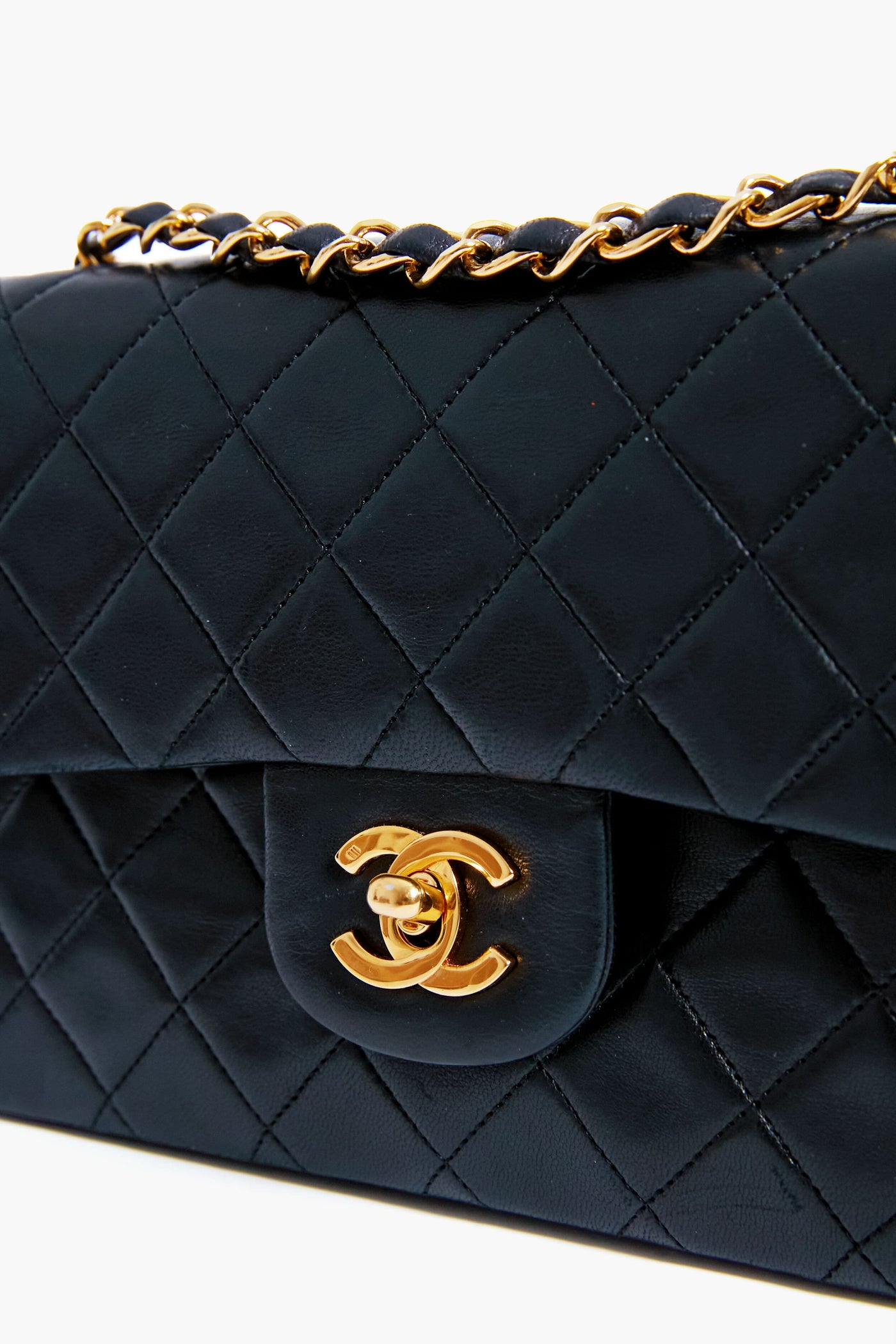 CHANEL Black Lambskin Flap Shoulder Bag