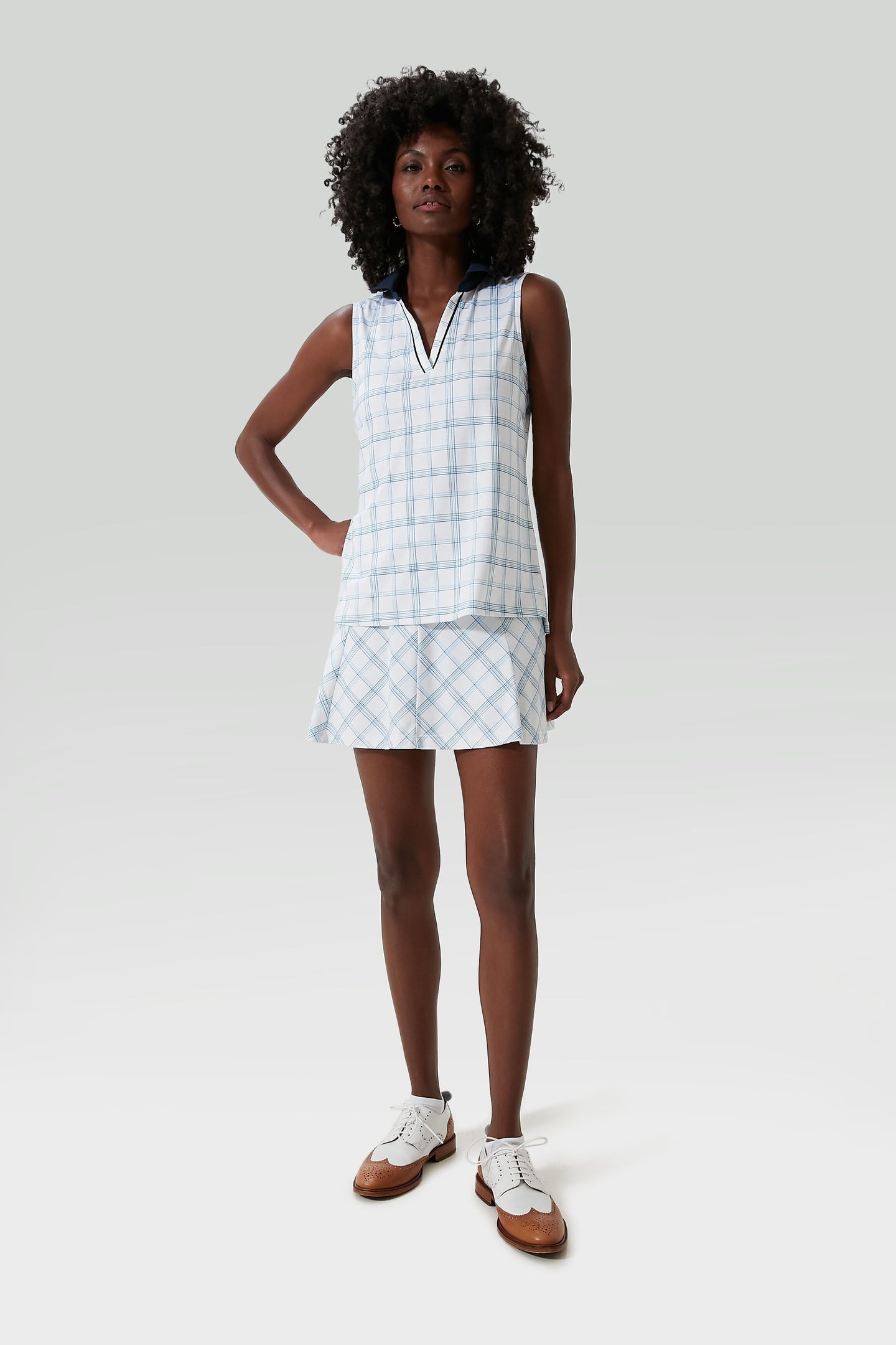 Provincial Plaid Sleeveless Caroline Polo