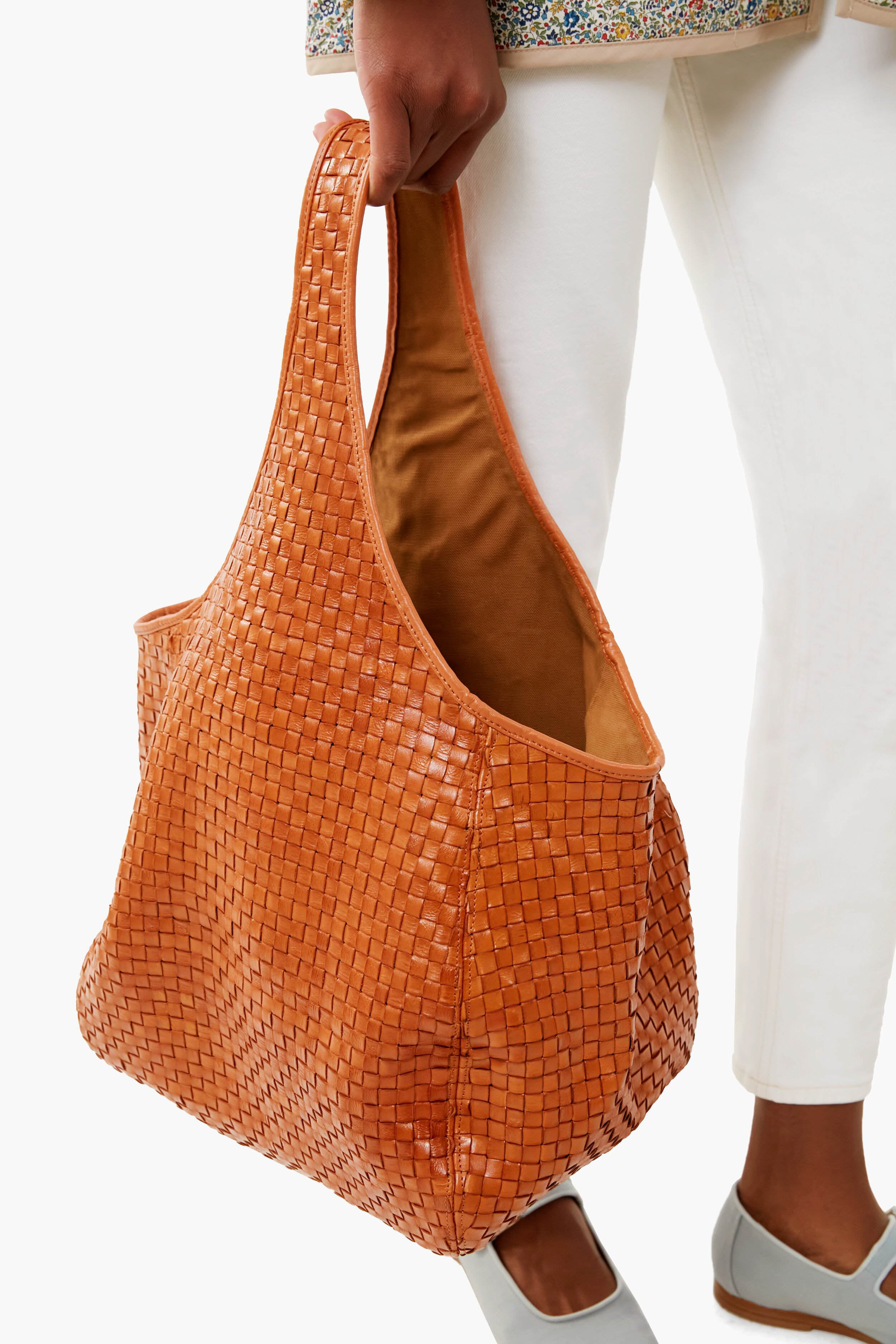 Natural Woven Checker Bando Bag
