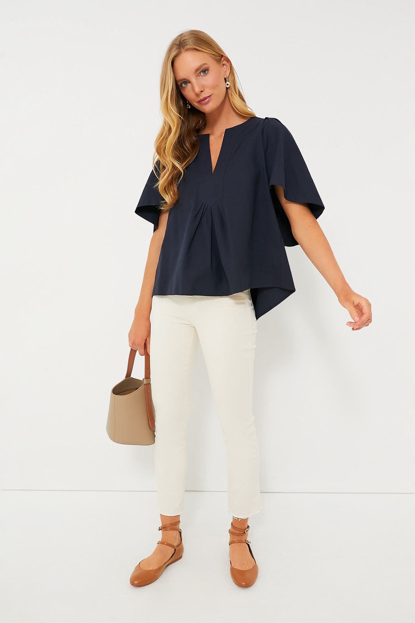 NWT Tuckernuck Pomander Place White top Livia Puff Sleeve Top, L