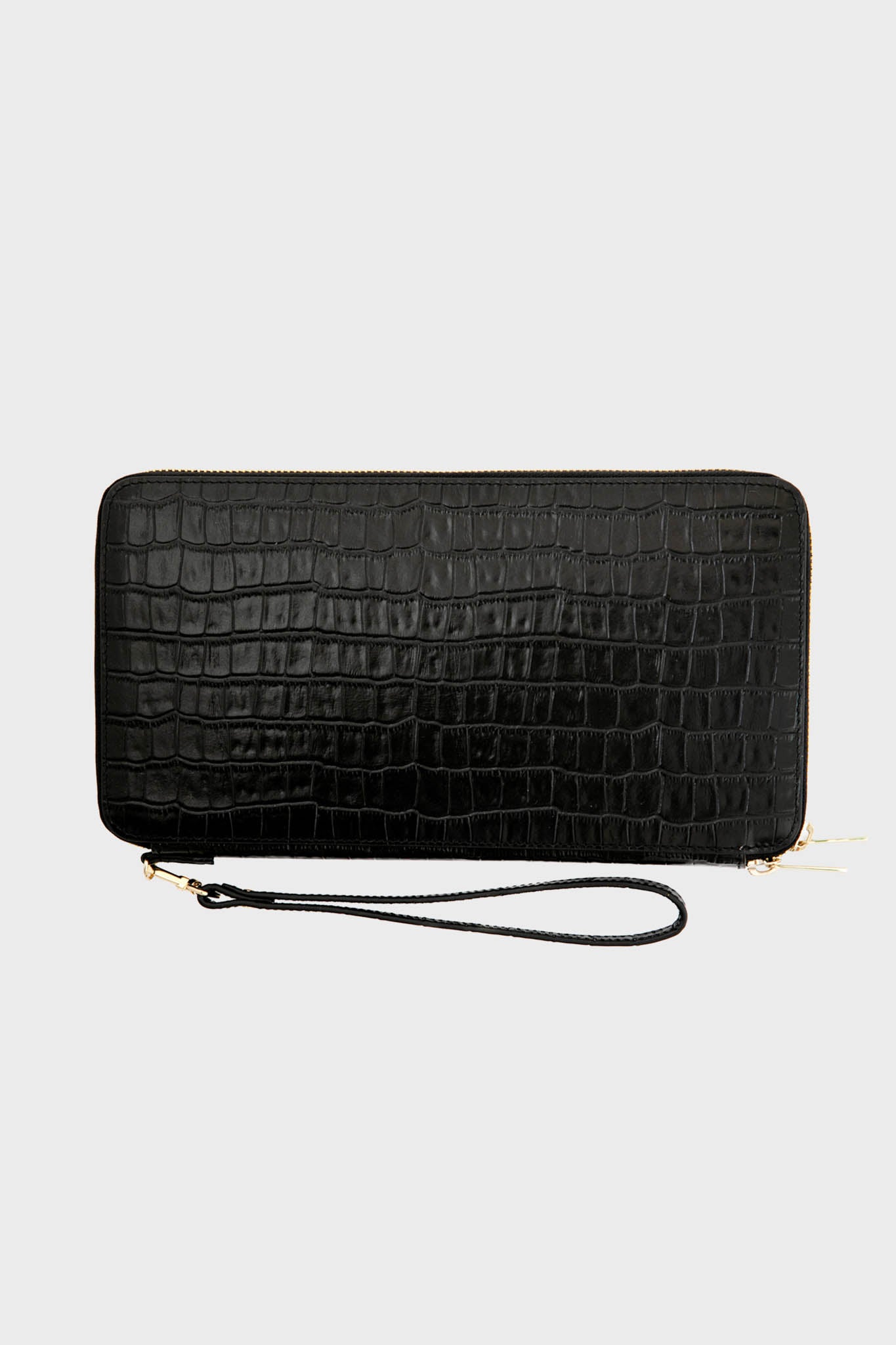 Black Croc Travel Wallet | Neely & Chloe