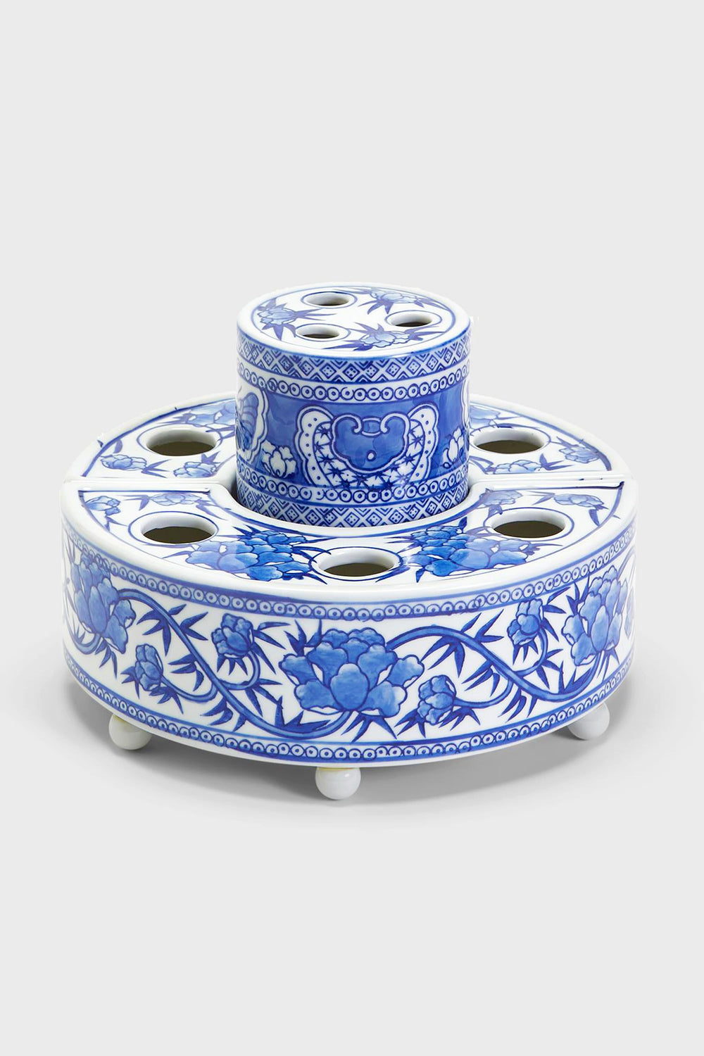The Two's Company hand-painted porcelain vase features a blue and white floral design, perfect as a stylish arranger for creating stunning floral centerpieces.
