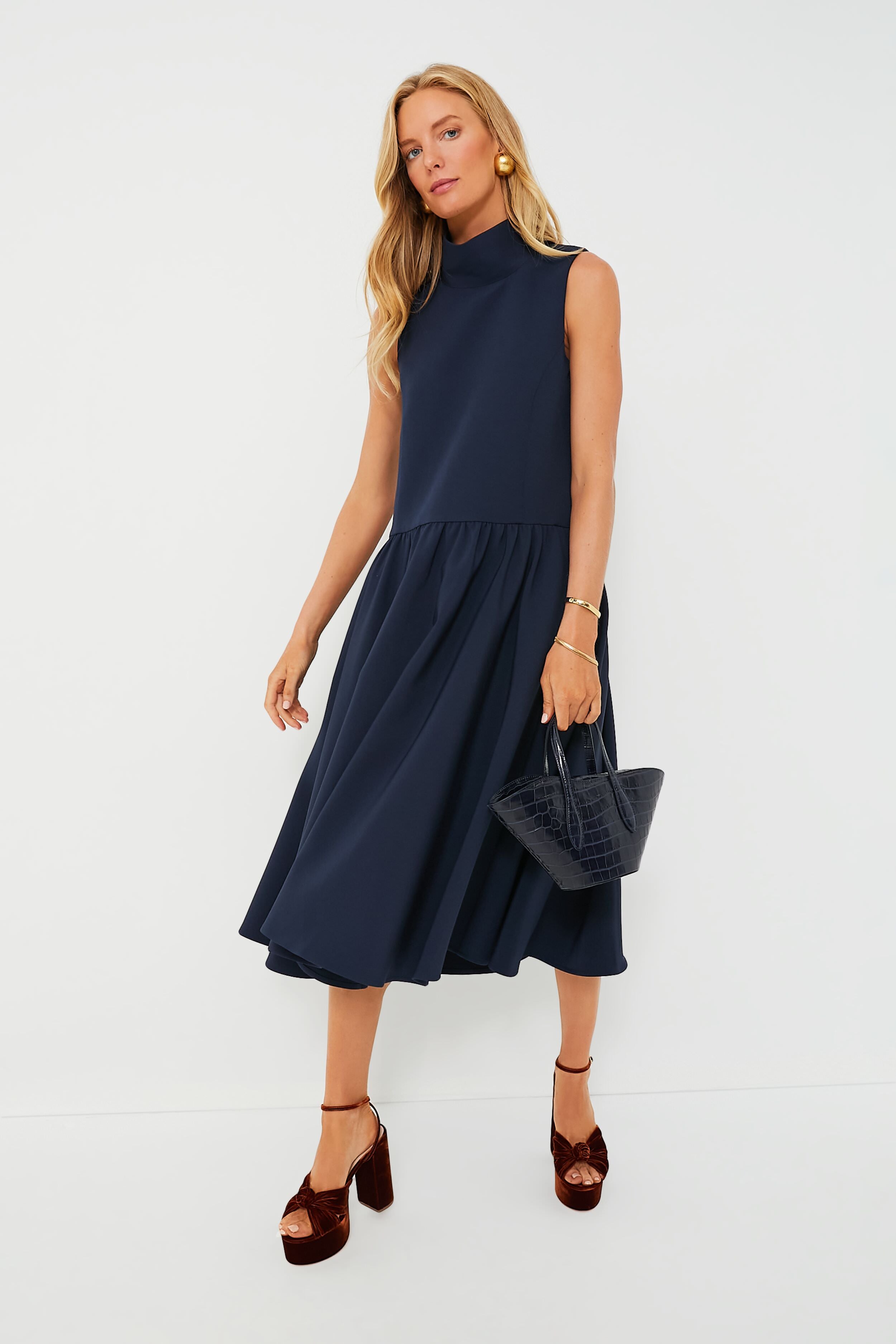 Navy Croc Open Tulip Micro Tote