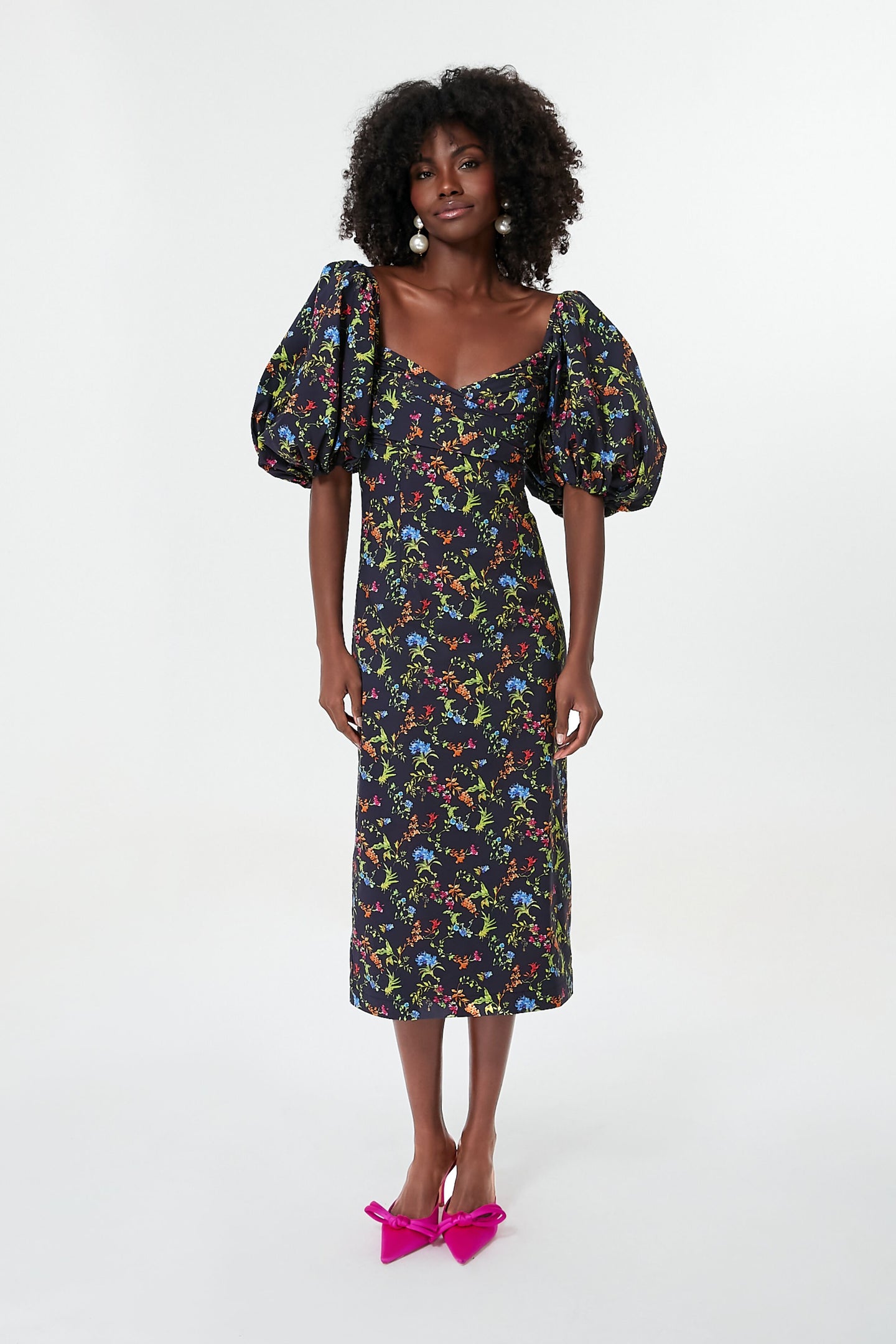 Black Tropical Floral Bridget Dress