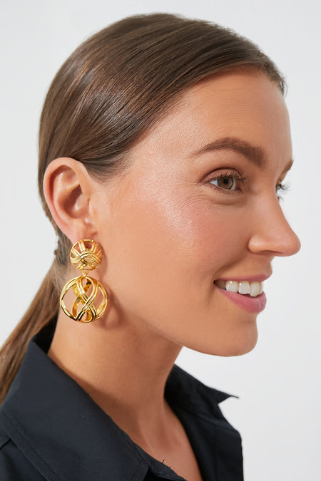 Gold Deco Birdcage Earrings