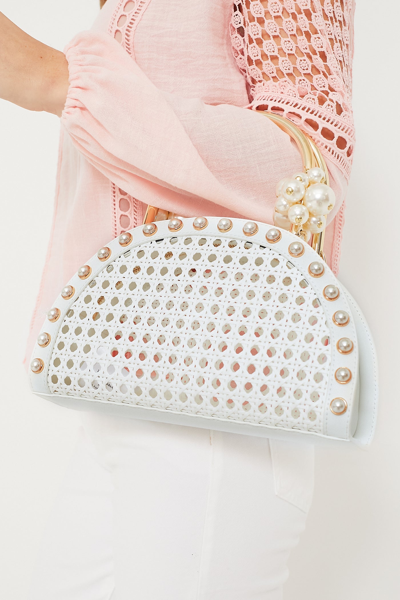 White Ellie Pearl Satchel