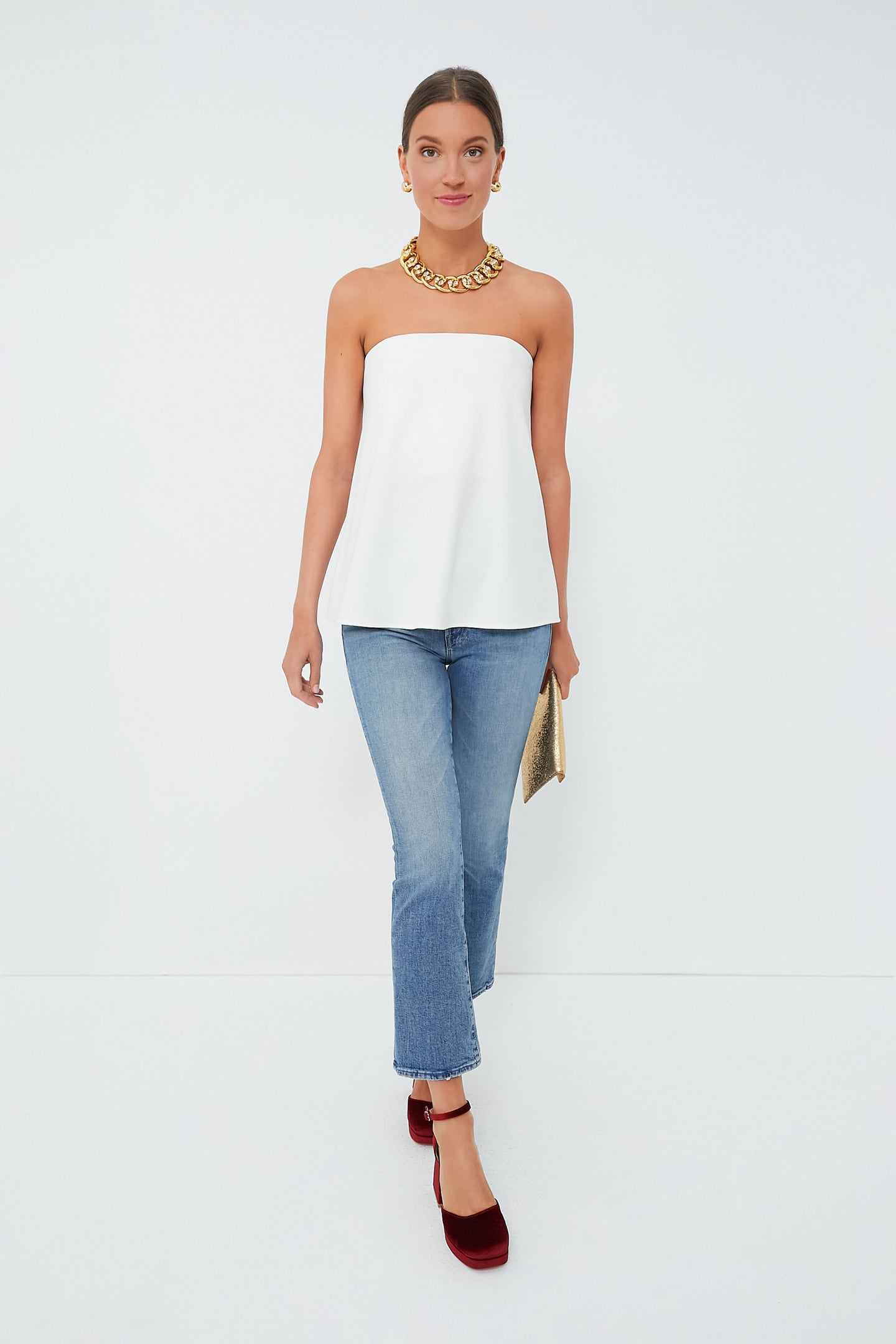 Strapless Ivory Crepe Marin Top
