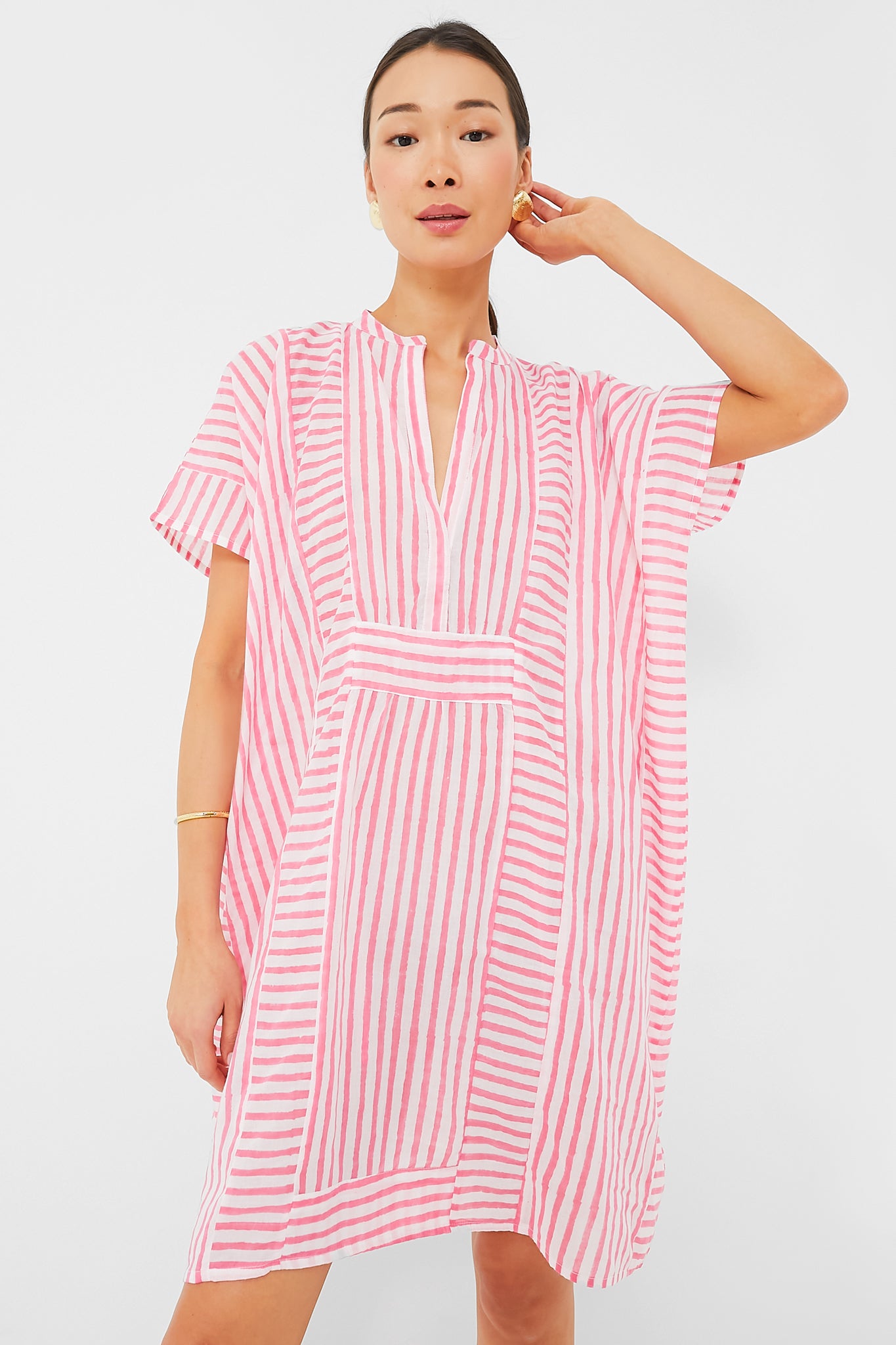 Exclusive Pink Stripe Emerson Short Caftan | Love Tomas by Emerson Fry