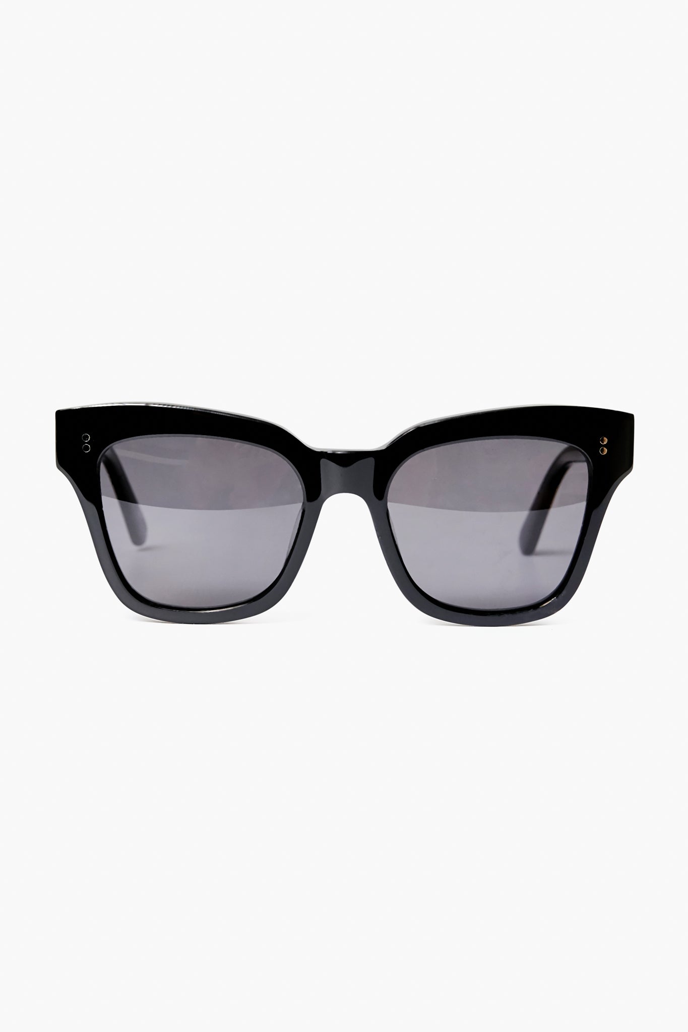 Chimi black rectangular sunglasses with thick acetate frames and dark tinted lenses provide stylish UV protection.