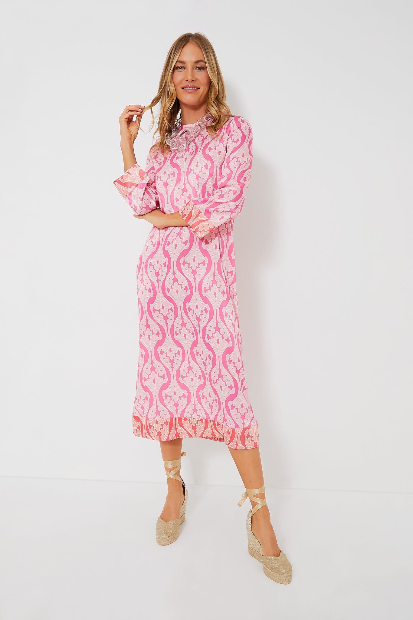 Pink Geometric Hayes Midi Dress