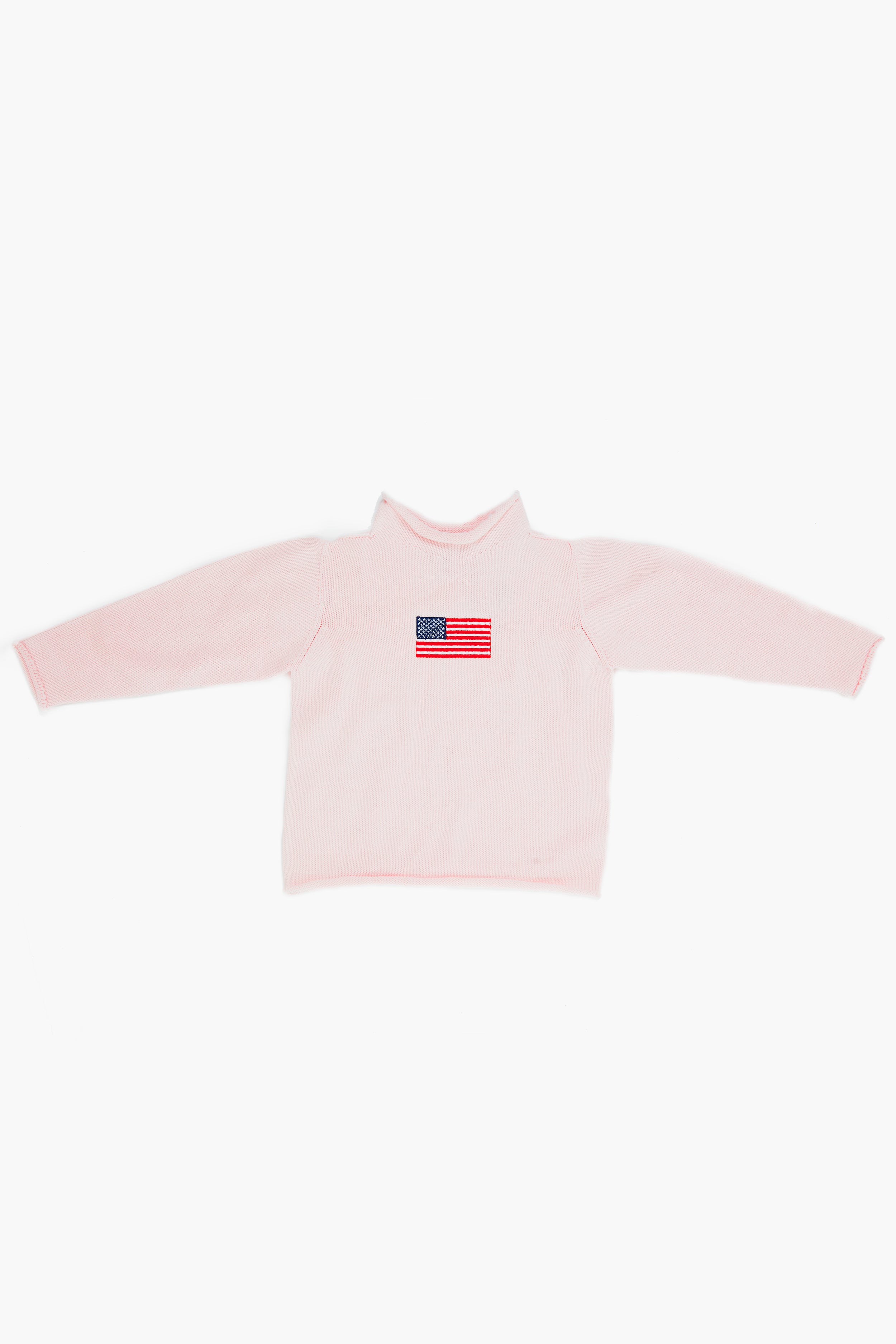 Pink American Flag Roll Neck Sweater