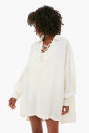 Off White Lace-Up Caftan
