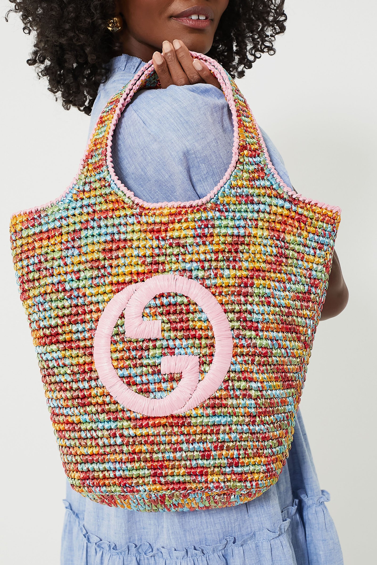 Gucci Multicolor Raffia Effect Bag