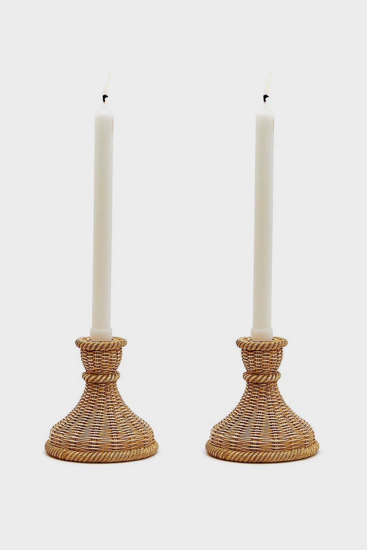 Basket Weave Pattern Set of 2 Candle Holders