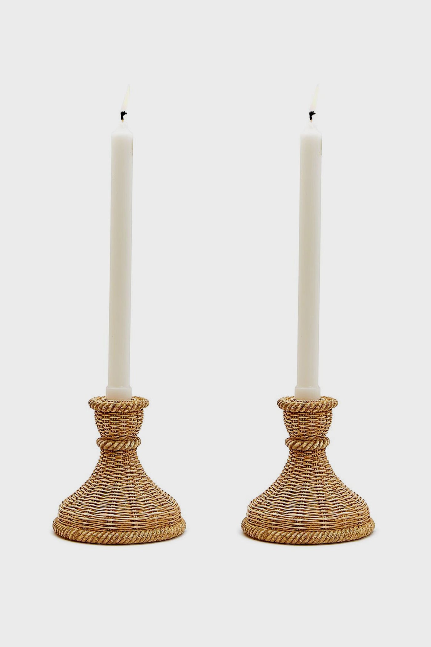 Basket Weave Pattern Set of 2 Candle Holders