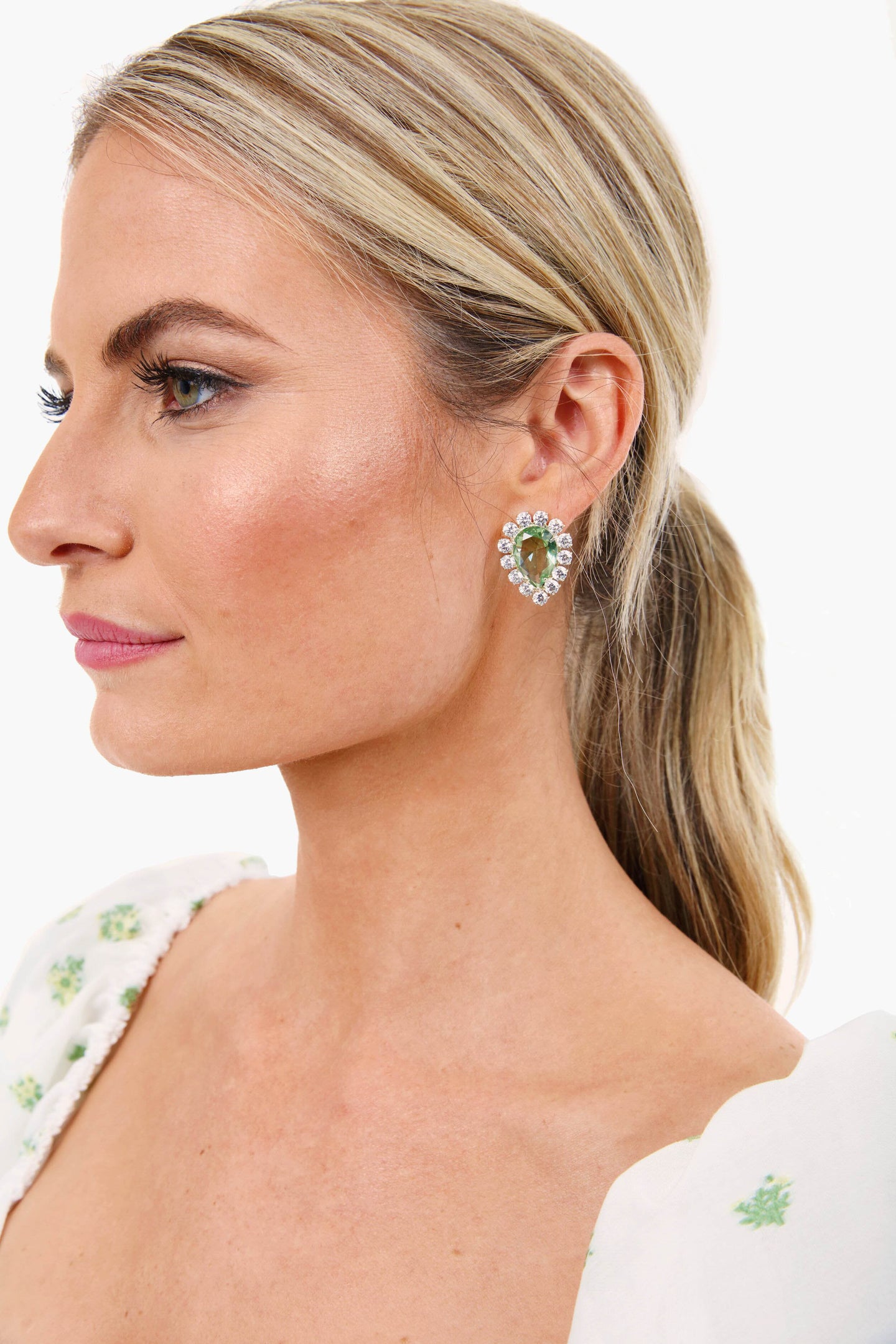 Green Embellished Mismatched Studs