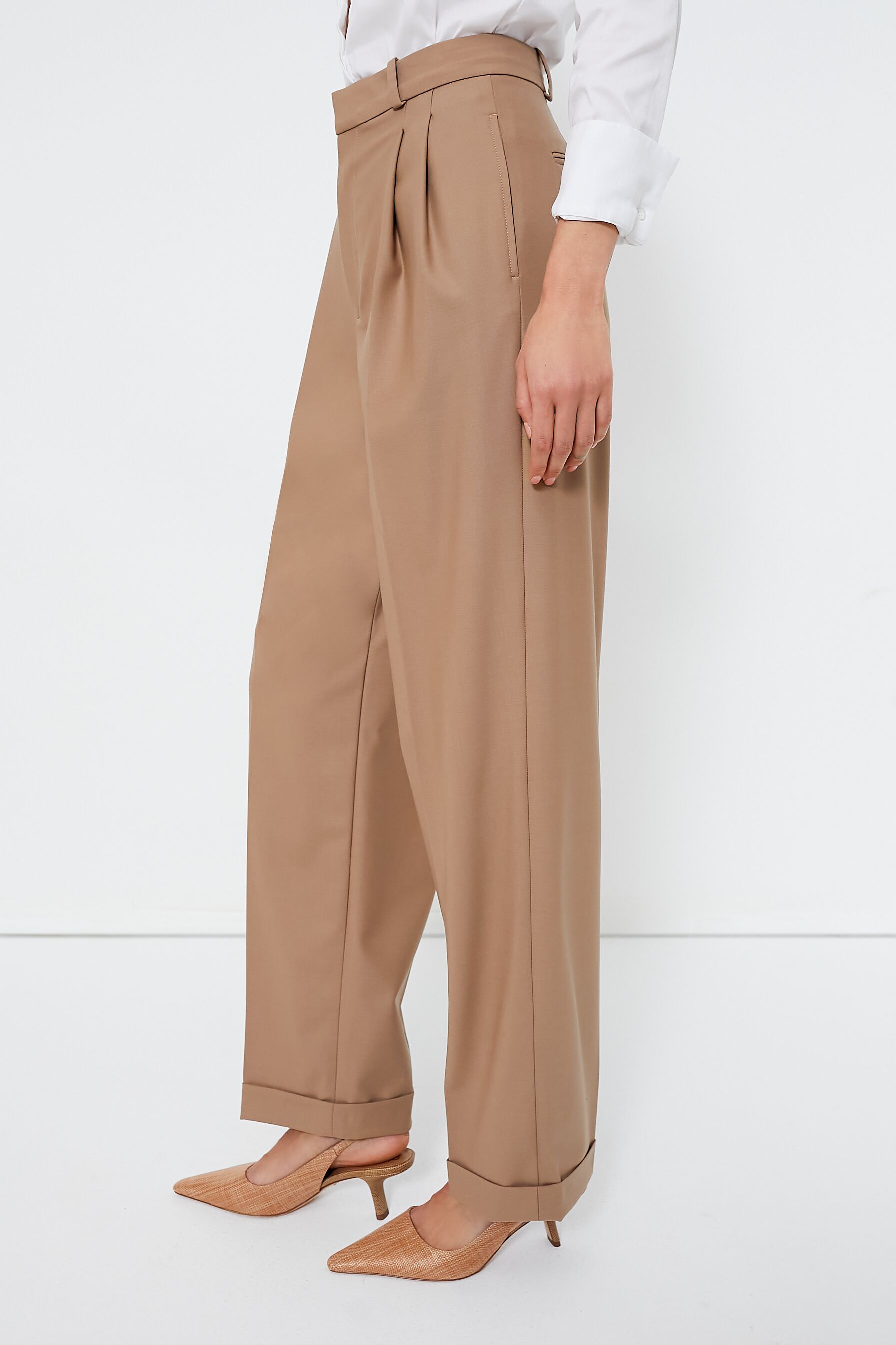 Camel Full Length Pleated Pant
