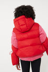 Azalea Pink and Red Zao Short Down Jacket