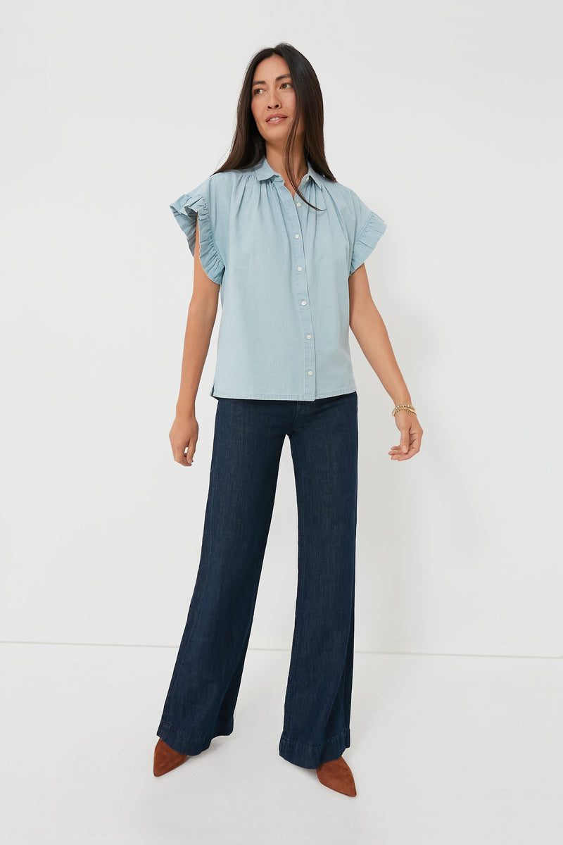 Chambray Marianne B Ruffle Sleeve Shirt