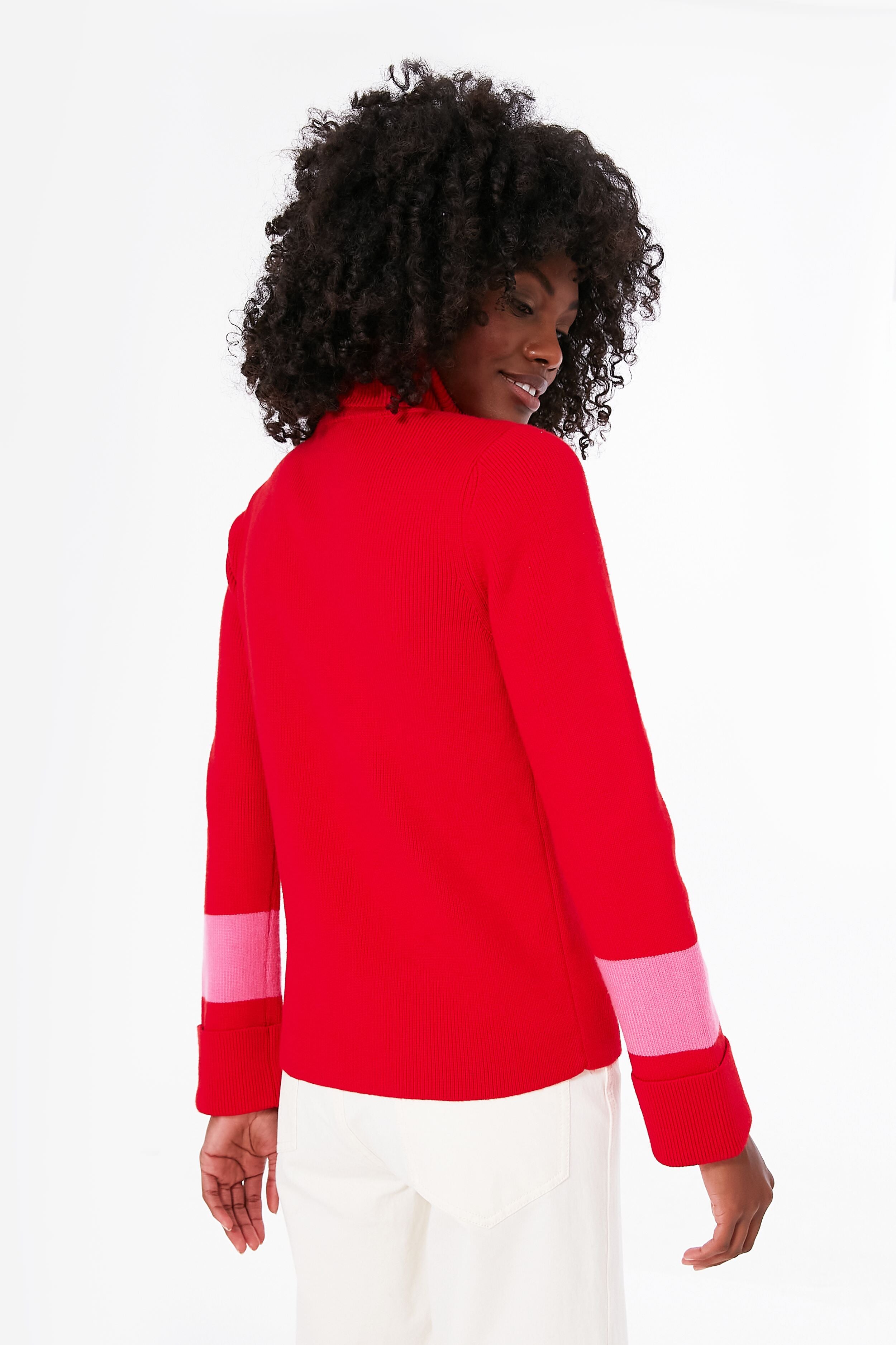 Volkmi 1 Knitted Colorblock Rainbow Heart Print Half Turtleneck Sweater  Slim Fit Net Red Long Sleeve Sweater Green L 